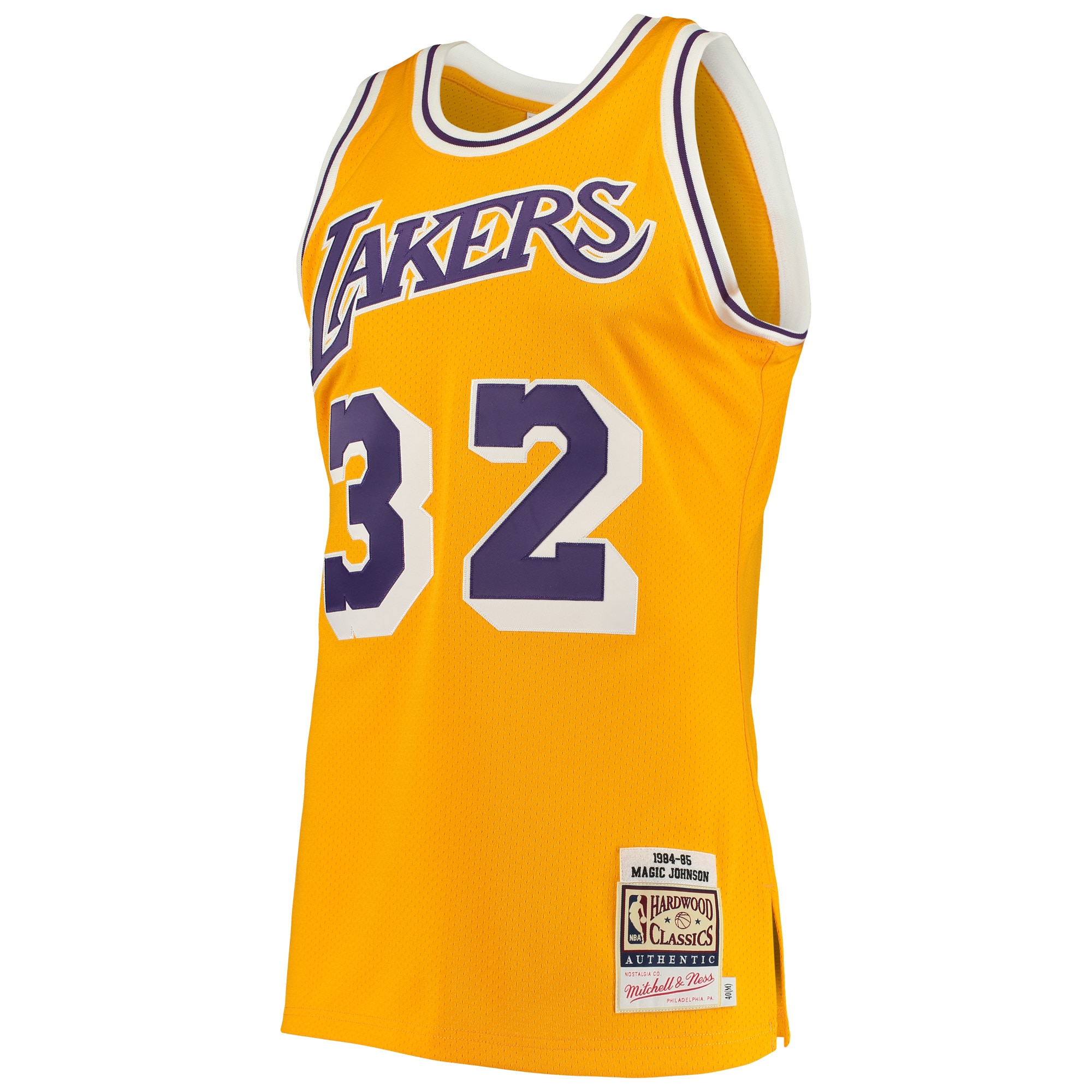 Magic Johnson Los Angeles Lakers Mitchell & Ness 1984/85 Hardwood Classics Authentic Jersey – Gold Clowdercats