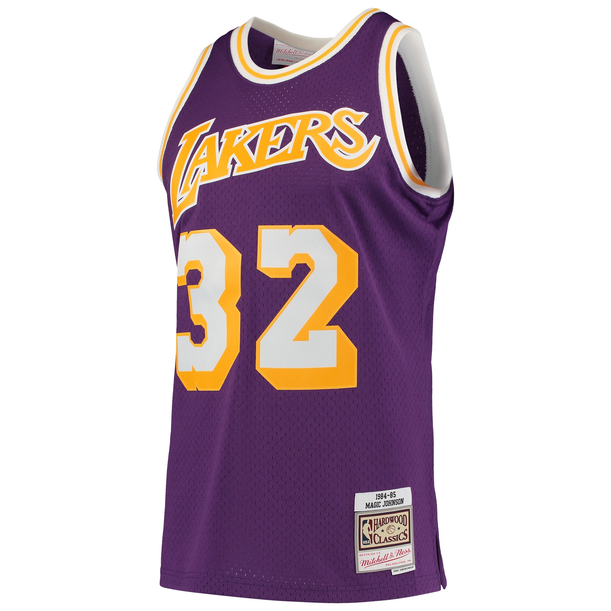 Magic Johnson Los Angeles Lakers Mitchell & Ness 1984/85 Hardwood Classics Swingman Jersey – Purple Clowdercats