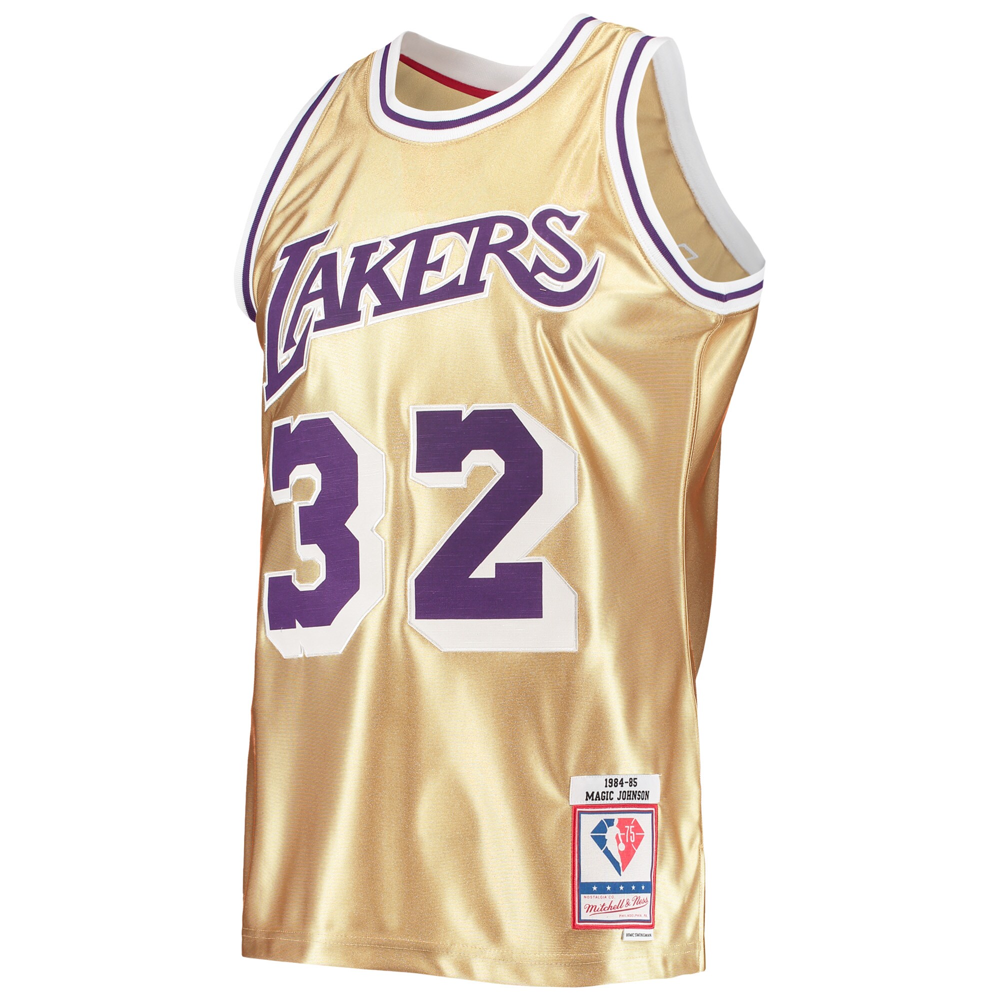Magic Johnson Los Angeles Lakers Mitchell & Ness 75th Anniversary 1984/85 Hardwood Classics Swingman Jersey – Gold Clowdercats