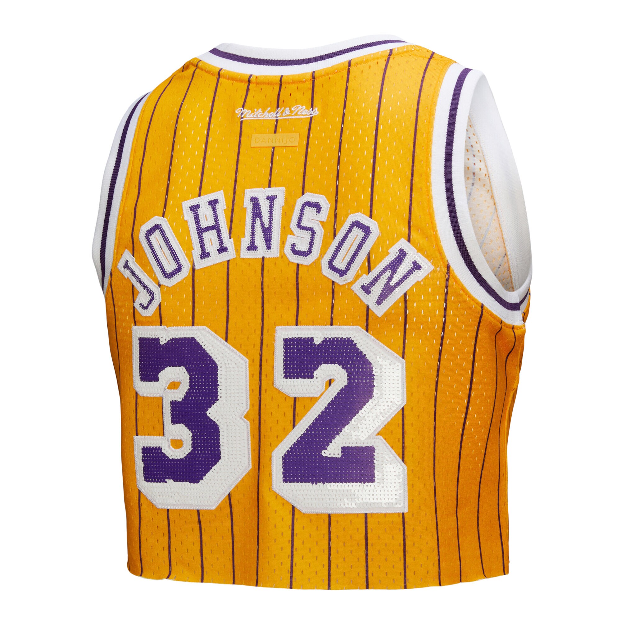 Magic Johnson Los Angeles Lakers Mitchell & Ness x DANNIJO Women’s Fashion Cropped Basketball Jersey – Yellow Clowdercats