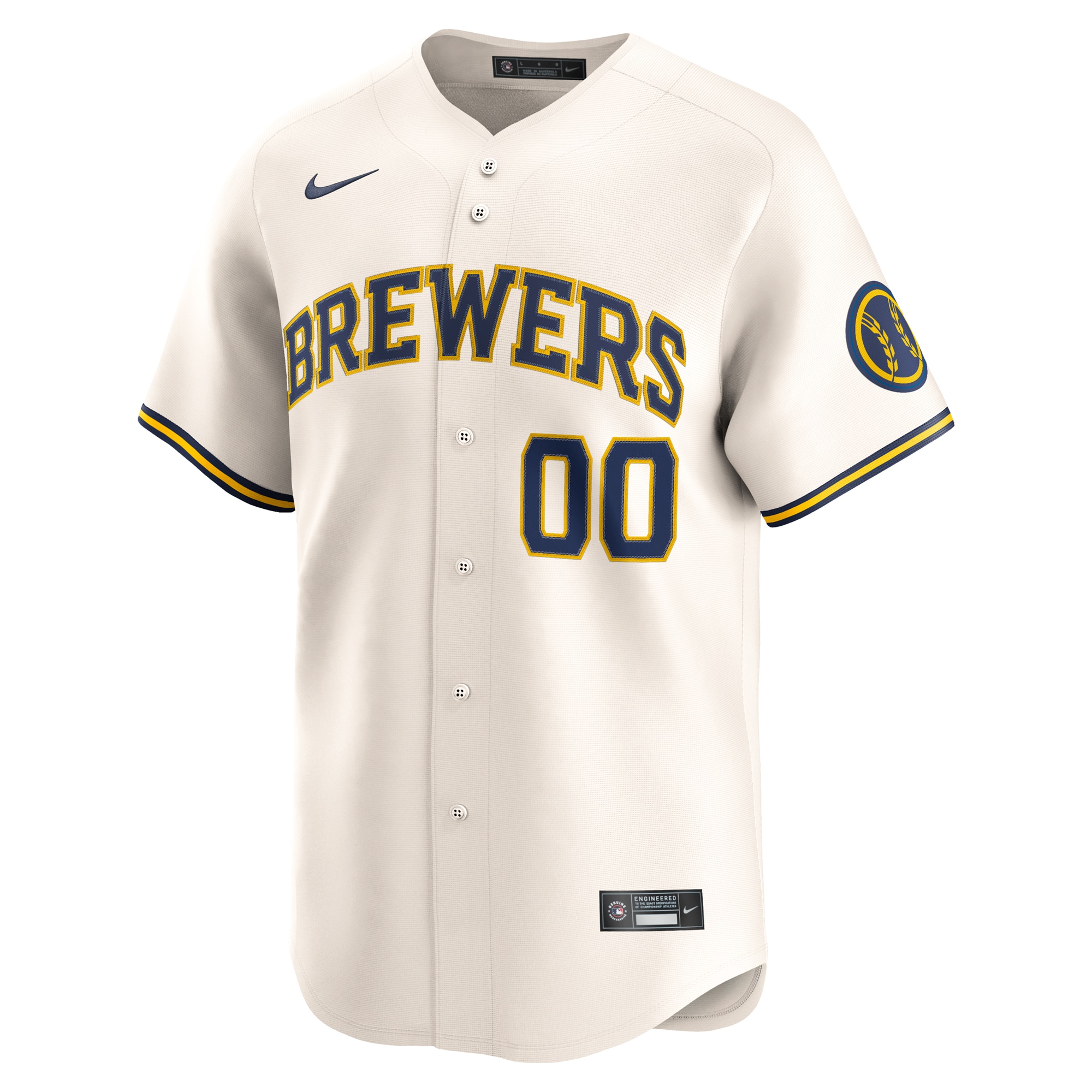 Milwaukee Brewers Nike Home Limited Custom Jersey – Cream