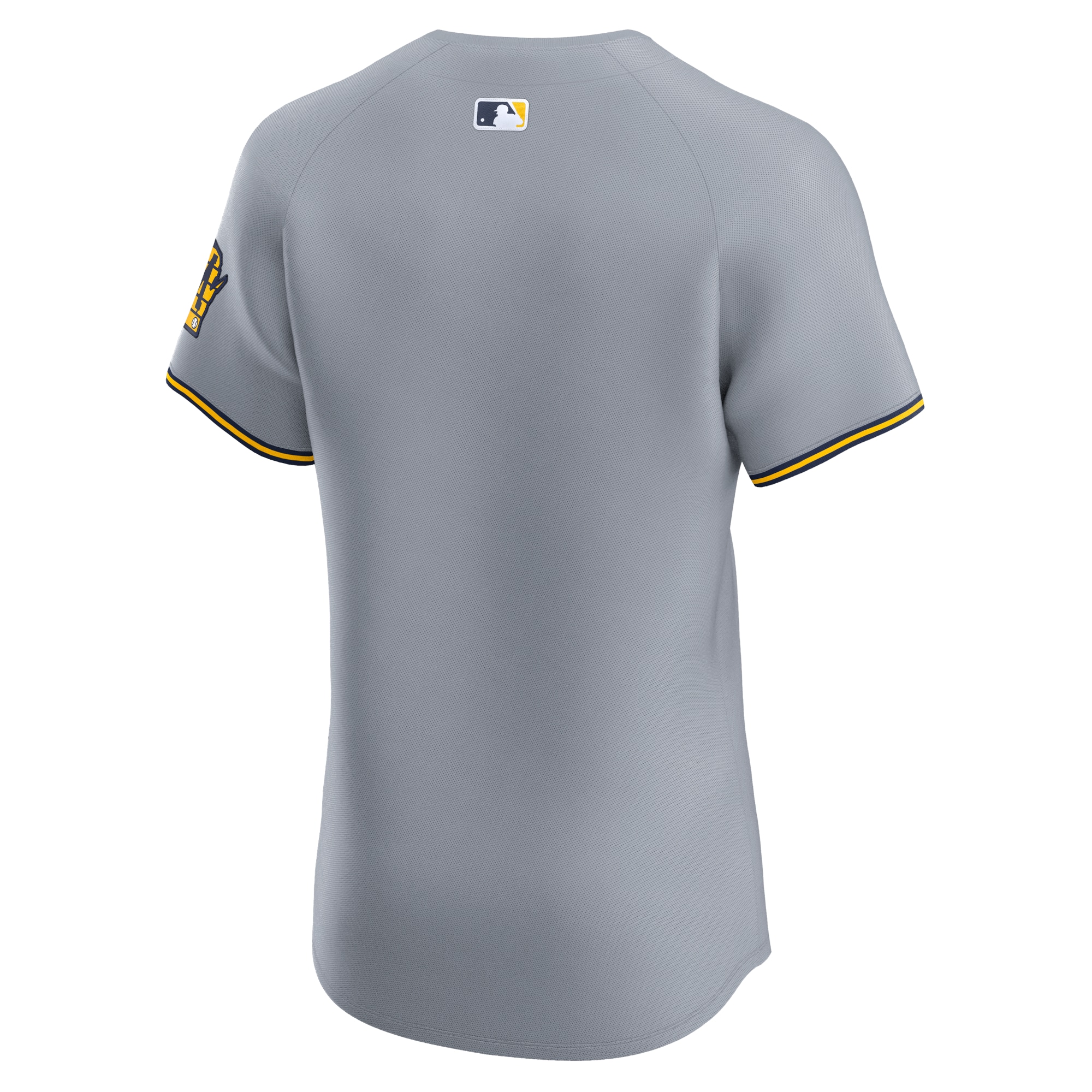 Milwaukee Brewers Nike Road Vapor Premier Elite Patch Jersey – Gray