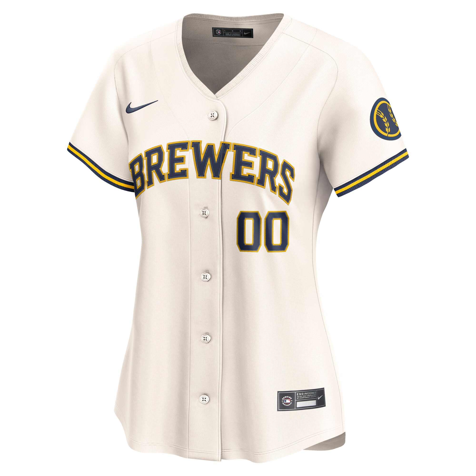 Milwaukee Brewers Nike Women’s Home Limited Custom Jersey – Cream