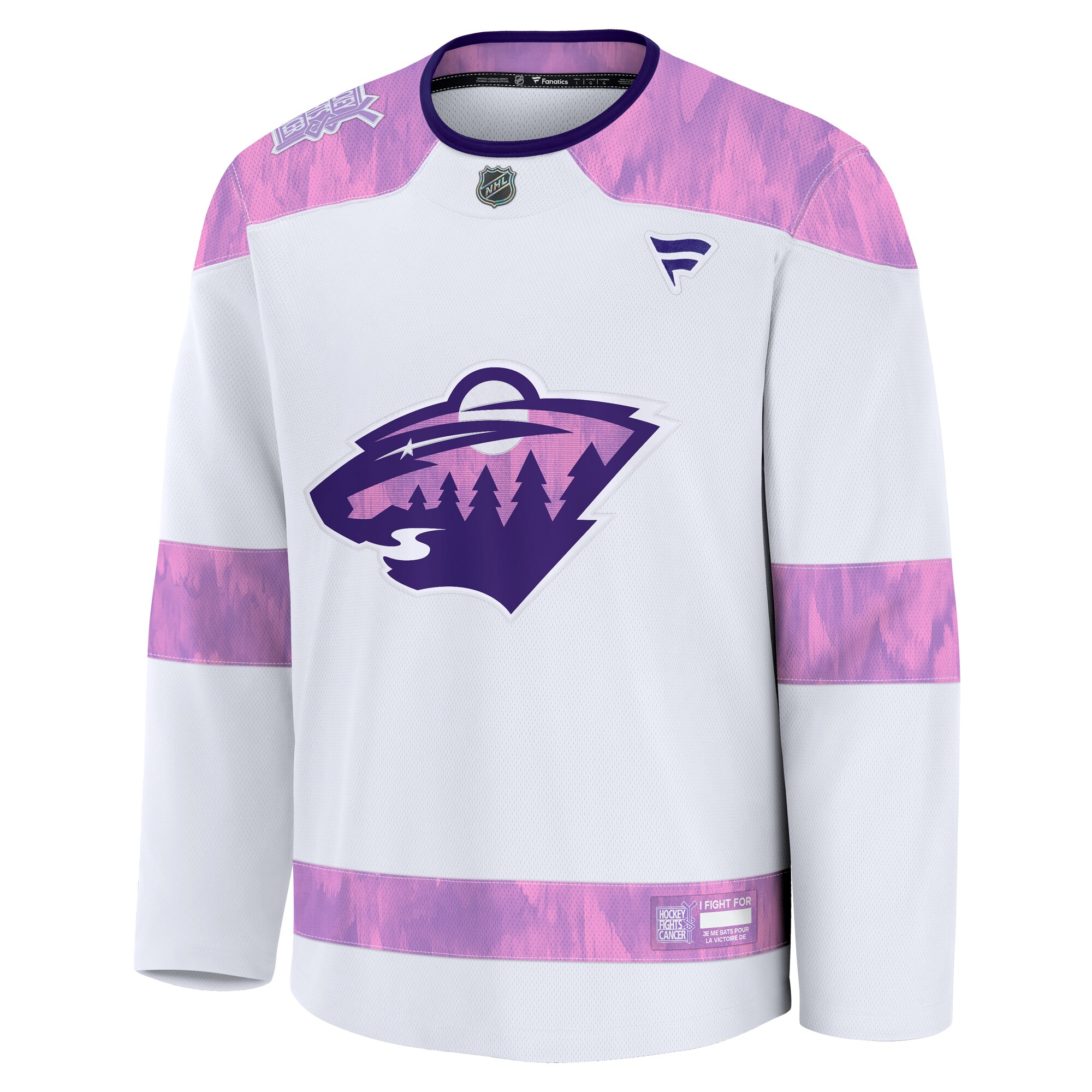 Minnesota Wild Fanatics 2024 Hockey Fights Cancer Practice Jersey – White Clowdercats