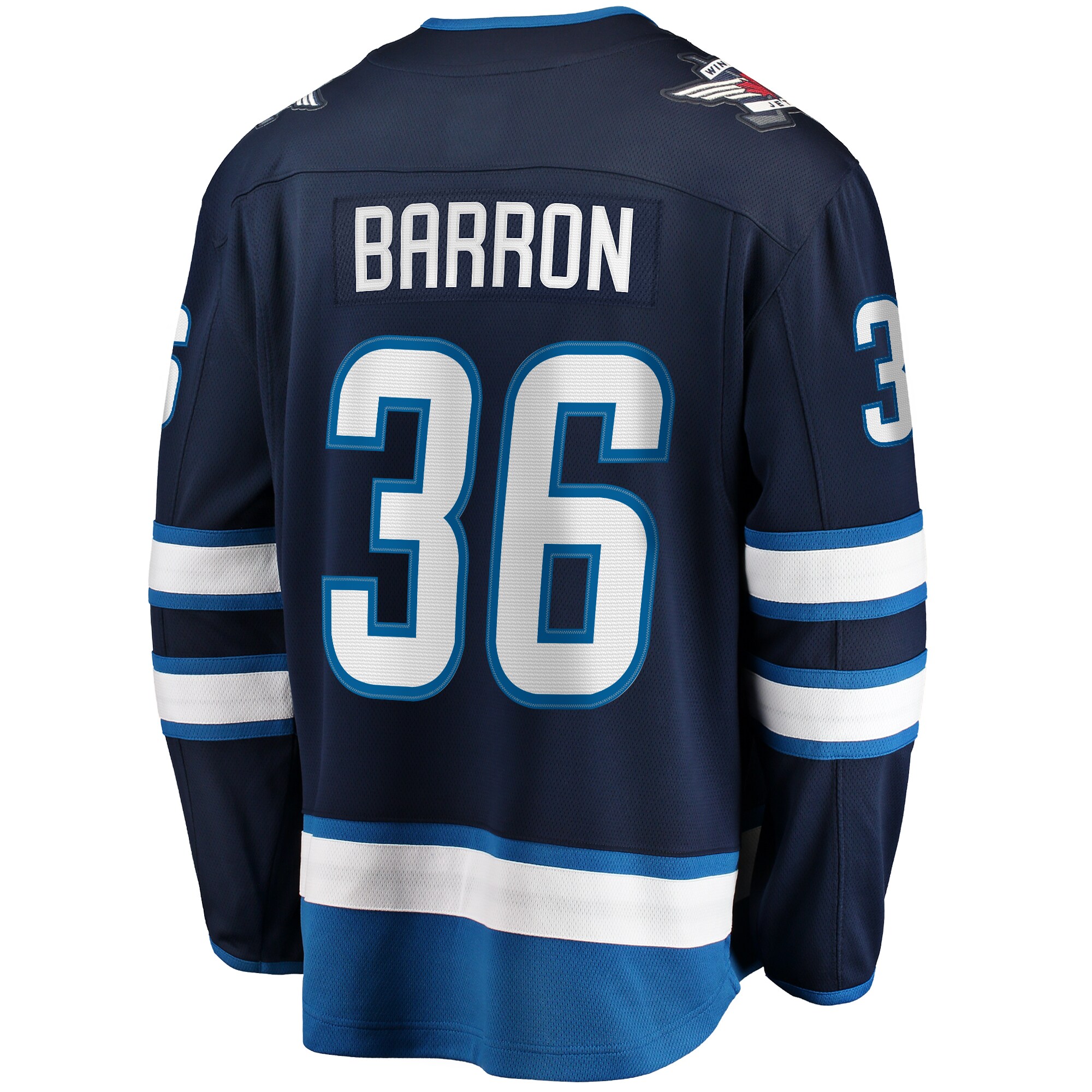 Morgan Barron Winnipeg Jets Fanatics Home Premier Breakaway Player Jersey – Navy Clowdercats