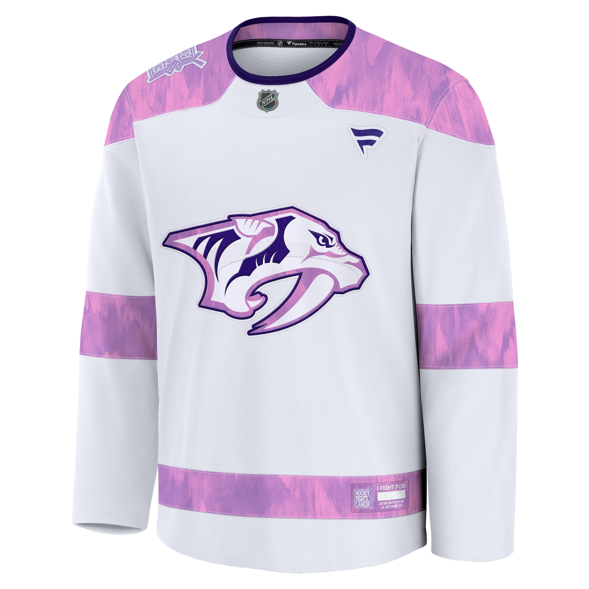 Nashville Predators Fanatics 2024 Hockey Fights Cancer Practice Jersey – White Clowdercats