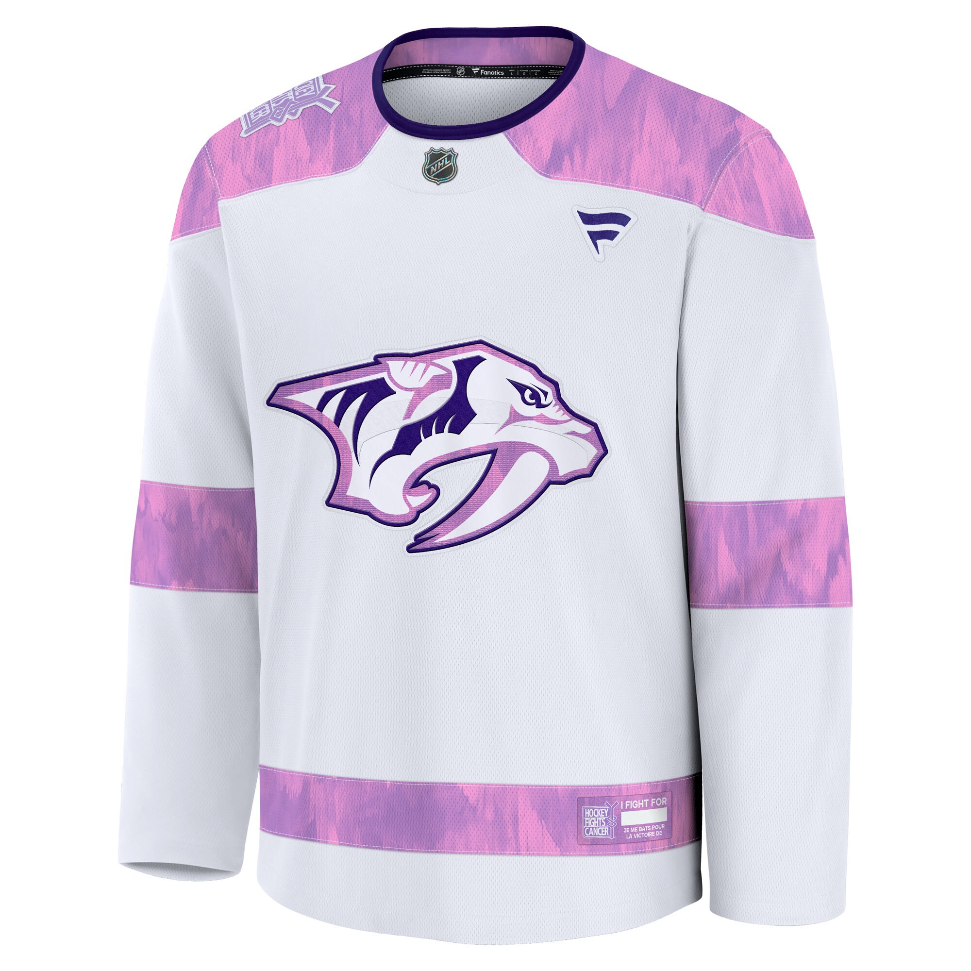Nashville Predators Fanatics Hockey Fights Cancer Practice Jersey – White Clowdercats
