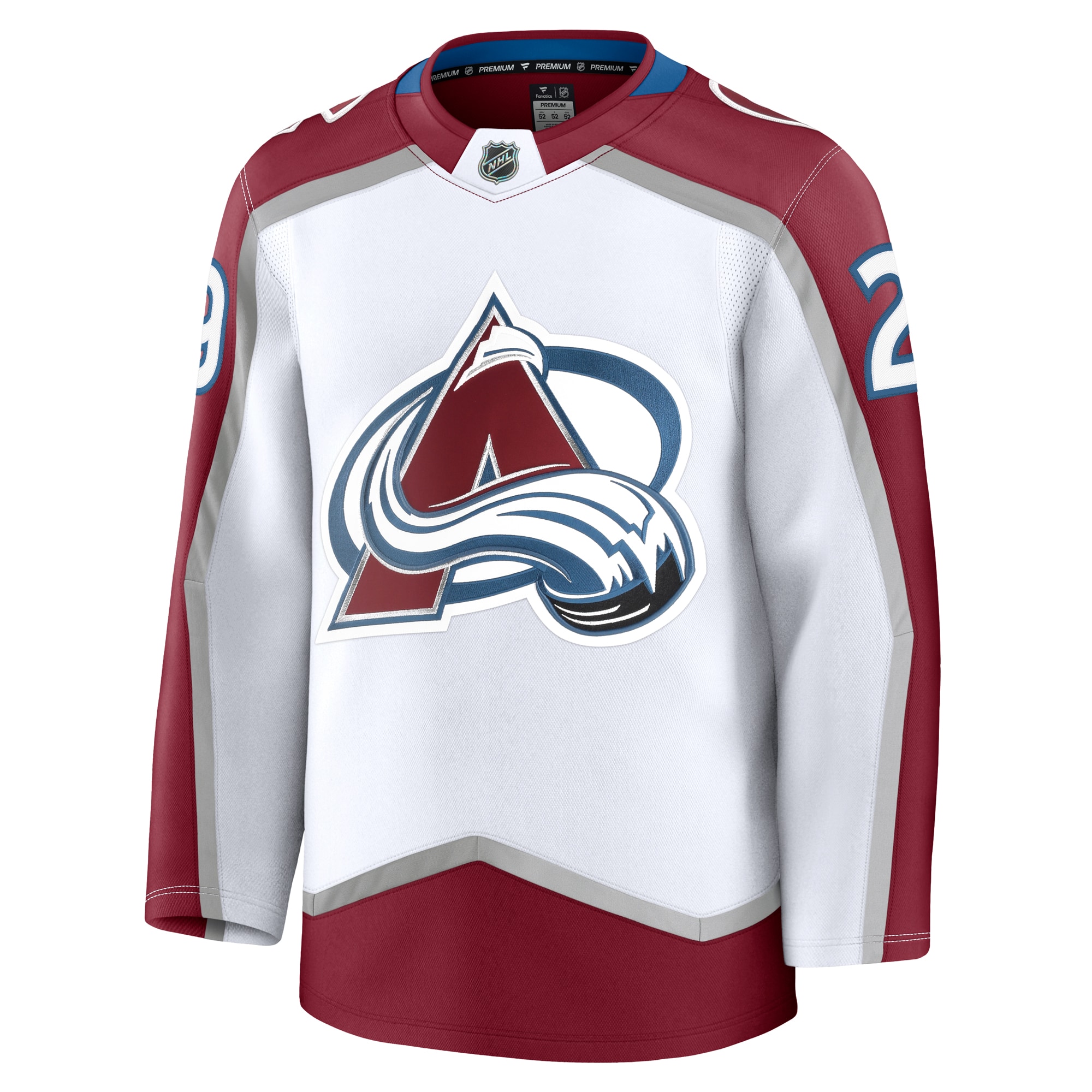 Nathan MacKinnon Colorado Avalanche Fanatics Away Premium Jersey – White Clowdercats