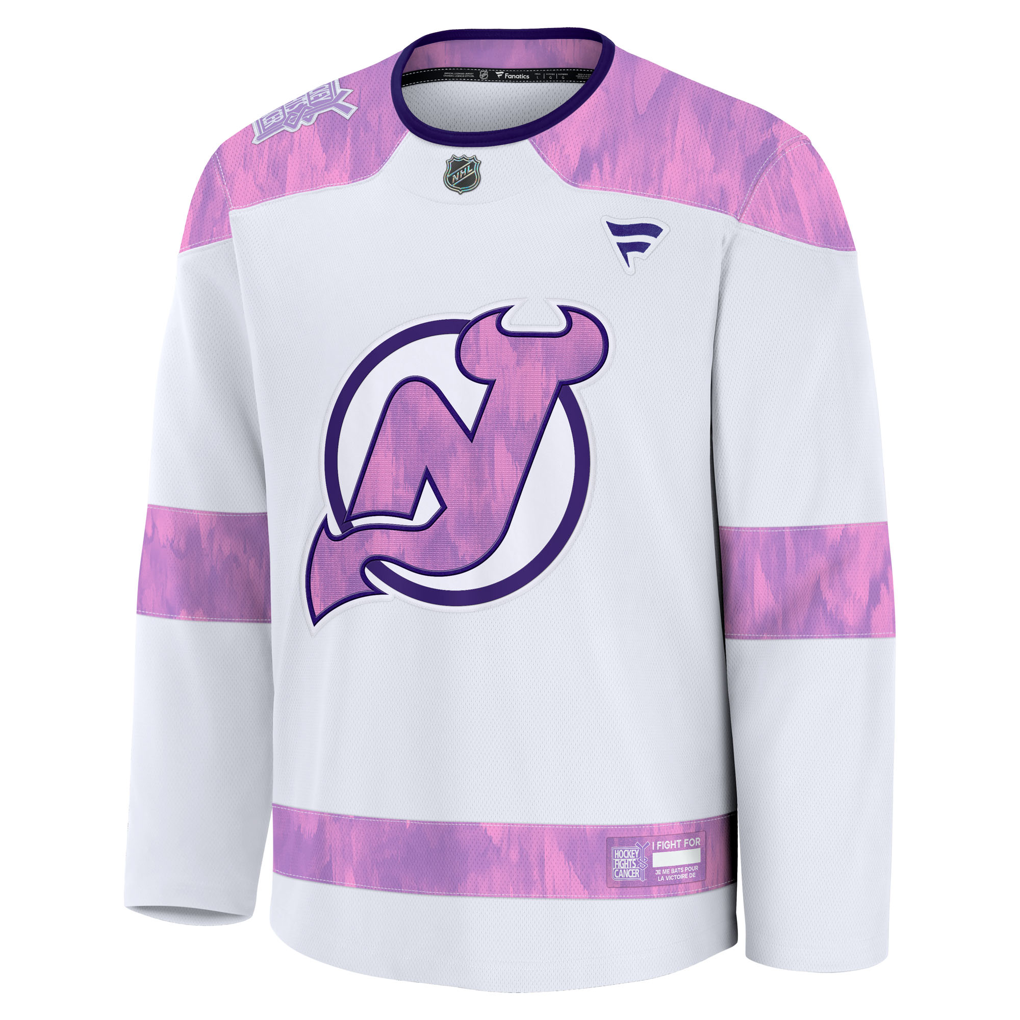 New Jersey Devils Fanatics Hockey Fights Cancer Practice Jersey – White Clowdercats