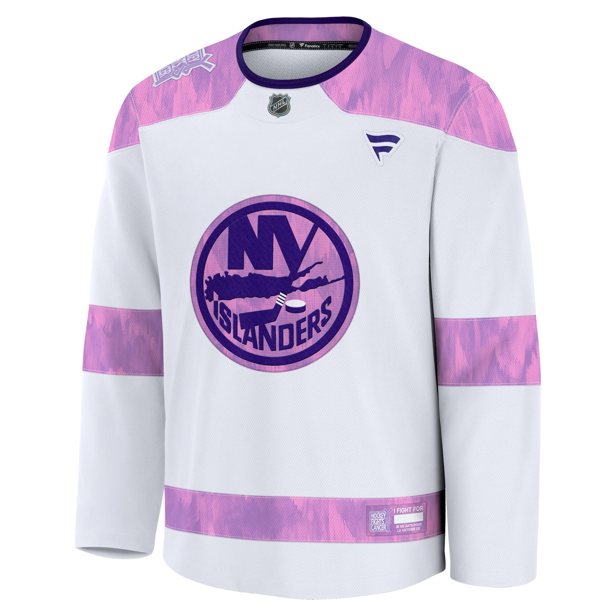 New York Islanders Fanatics Hockey Fights Cancer Practice Jersey – White Clowdercats