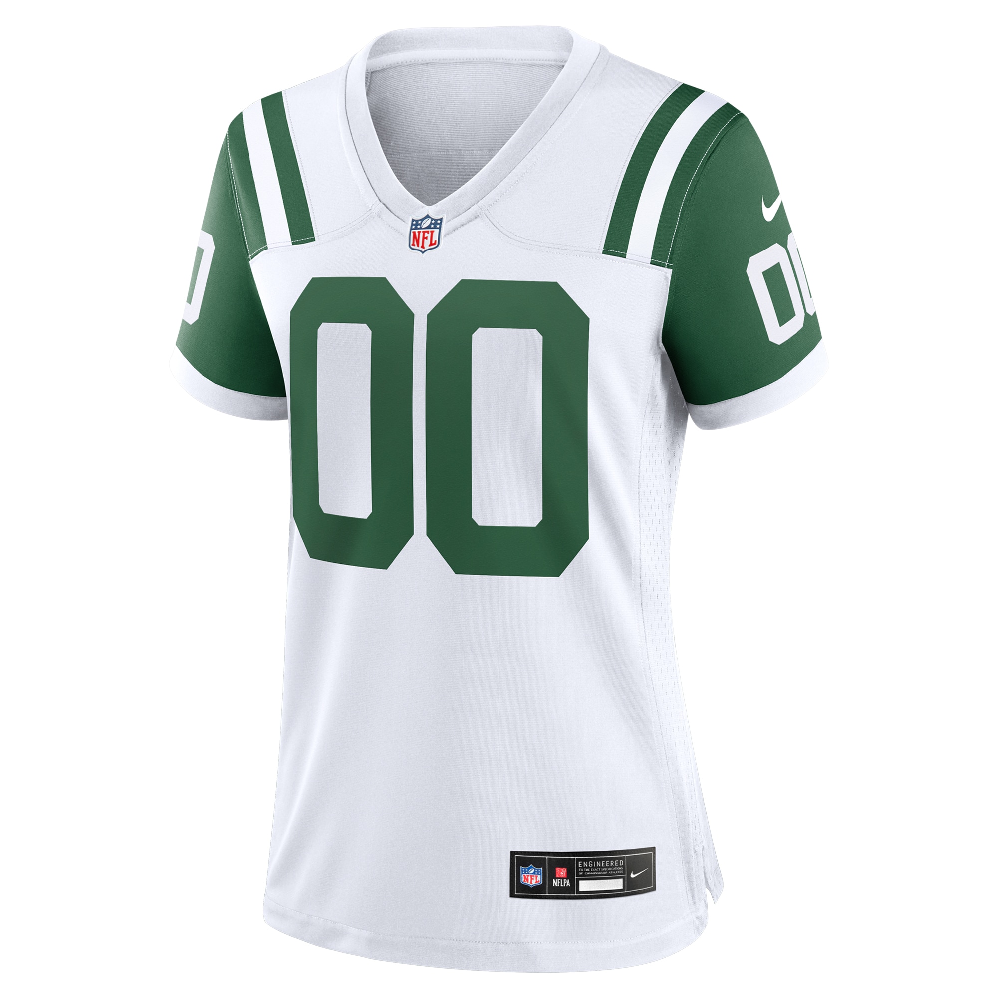 New York Jets Nike Women’s Classic Alternate Custom Replica Jersey – White Clowdercats
