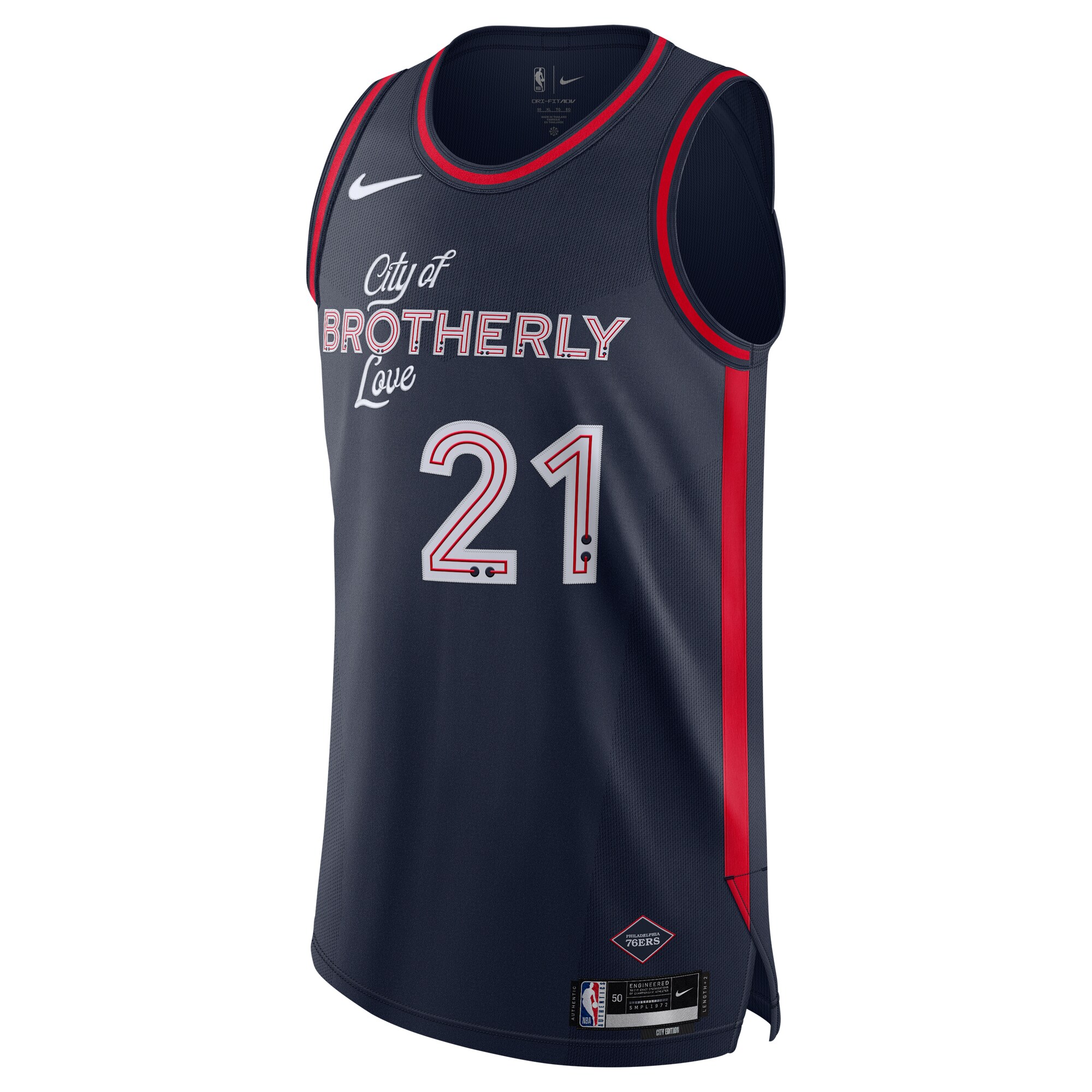 Nike Joel Embiid Philadelphia 76ers Authentic Jersey – City Edition – Navy Clowdercats