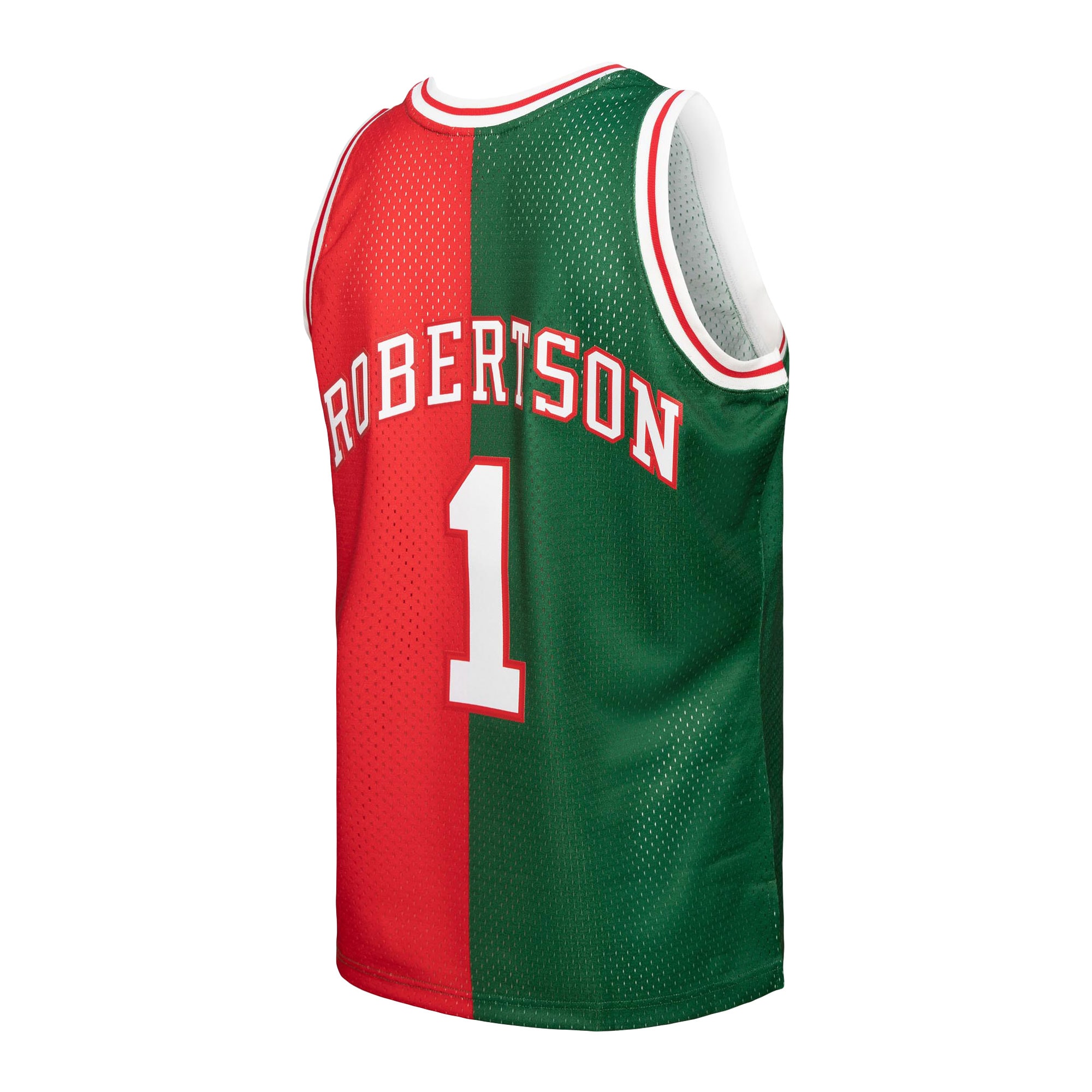 Oscar Robertson Milwaukee Bucks Mitchell & Ness Hardwood Classics 1971/72 Split Swingman Jersey – Green/Red Clowdercats