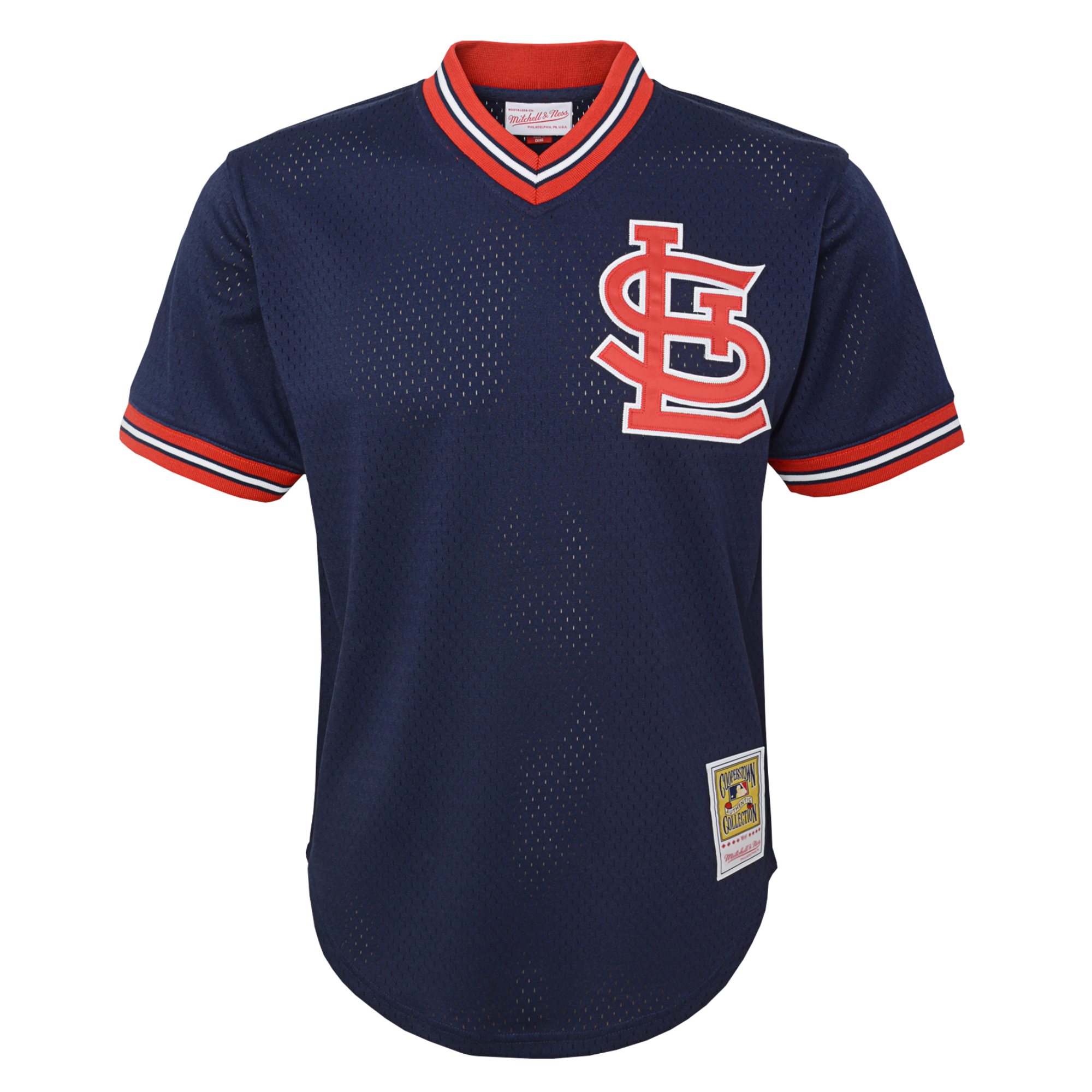 Ozzie Smith St. Louis Cardinals Mitchell & Ness Youth Cooperstown Collection Mesh Batting Practice Jersey – Navy