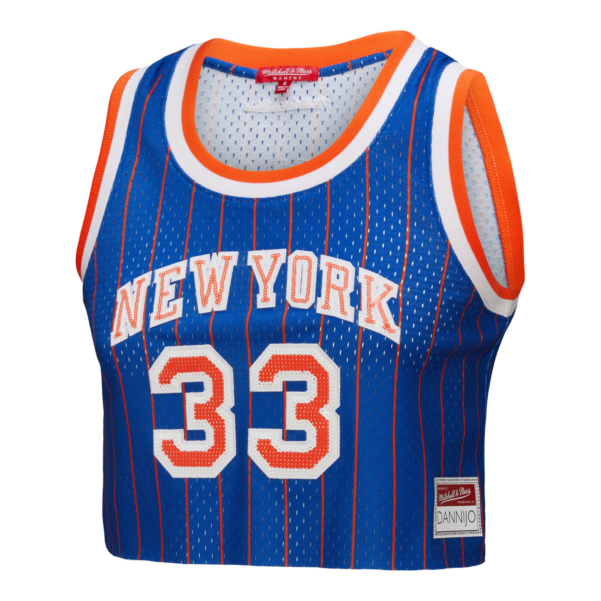 Patrick Ewing New York Knicks Mitchell & Ness x DANNIJO Women’s Fashion Cropped Basketball Jersey – Royal Clowdercats