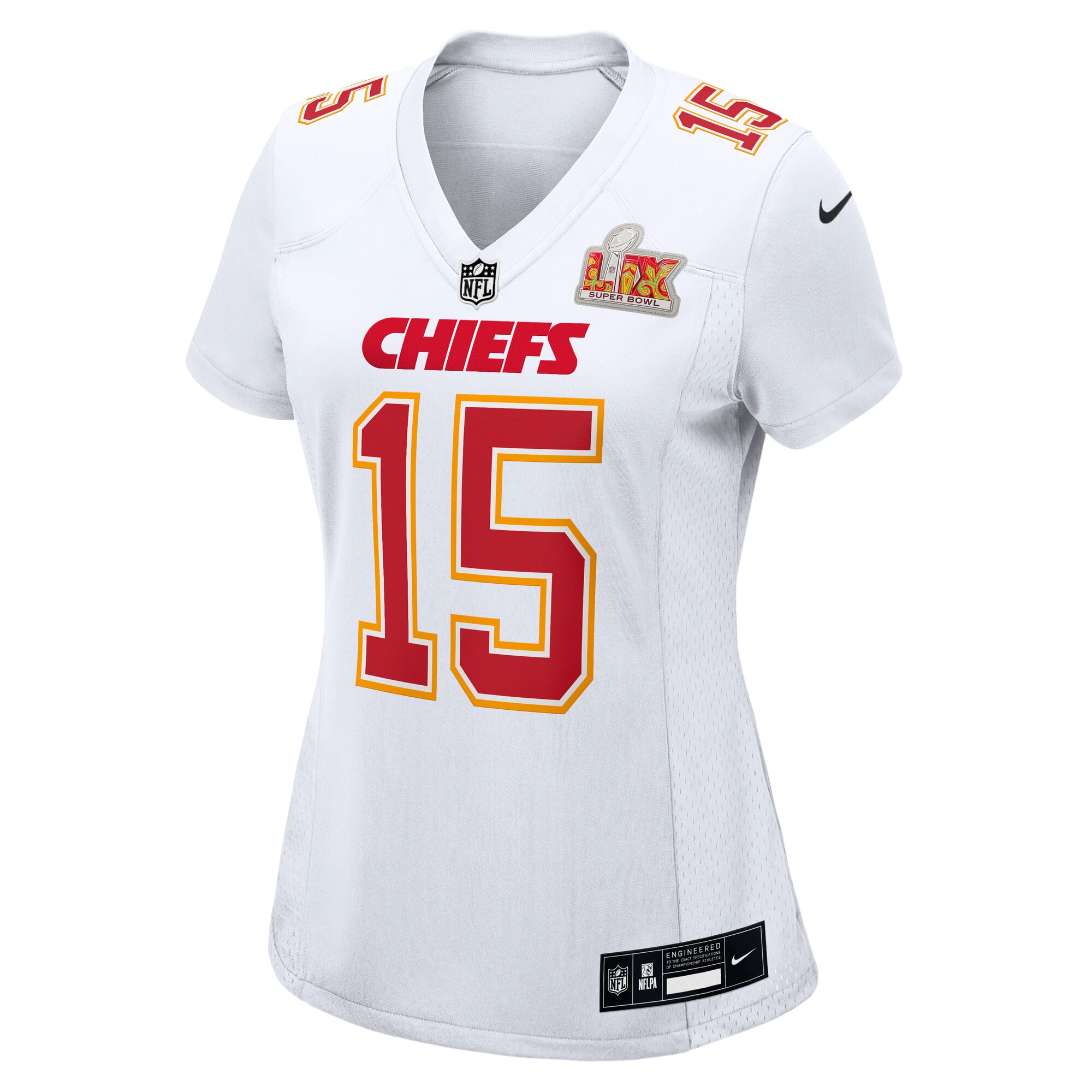 Patrick Mahomes Kansas City Chiefs Nike Women’s Super Bowl LIX Fashion Game Jersey – Tundra White Clowdercats