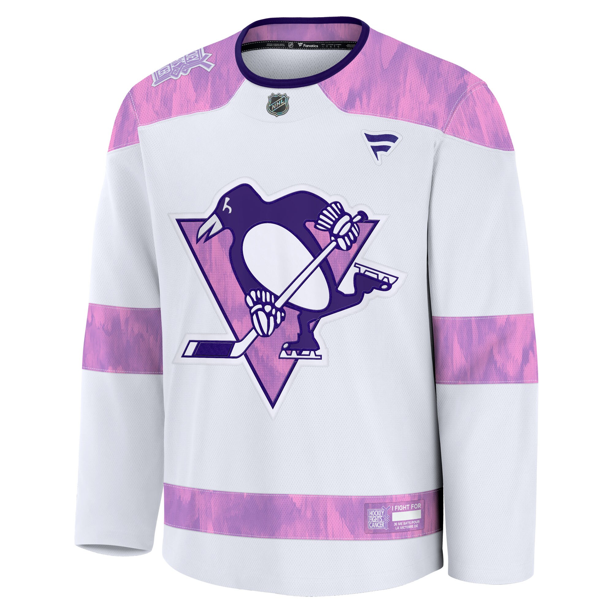 Pittsburgh Penguins Fanatics Hockey Fights Cancer Practice Jersey – White Clowdercats