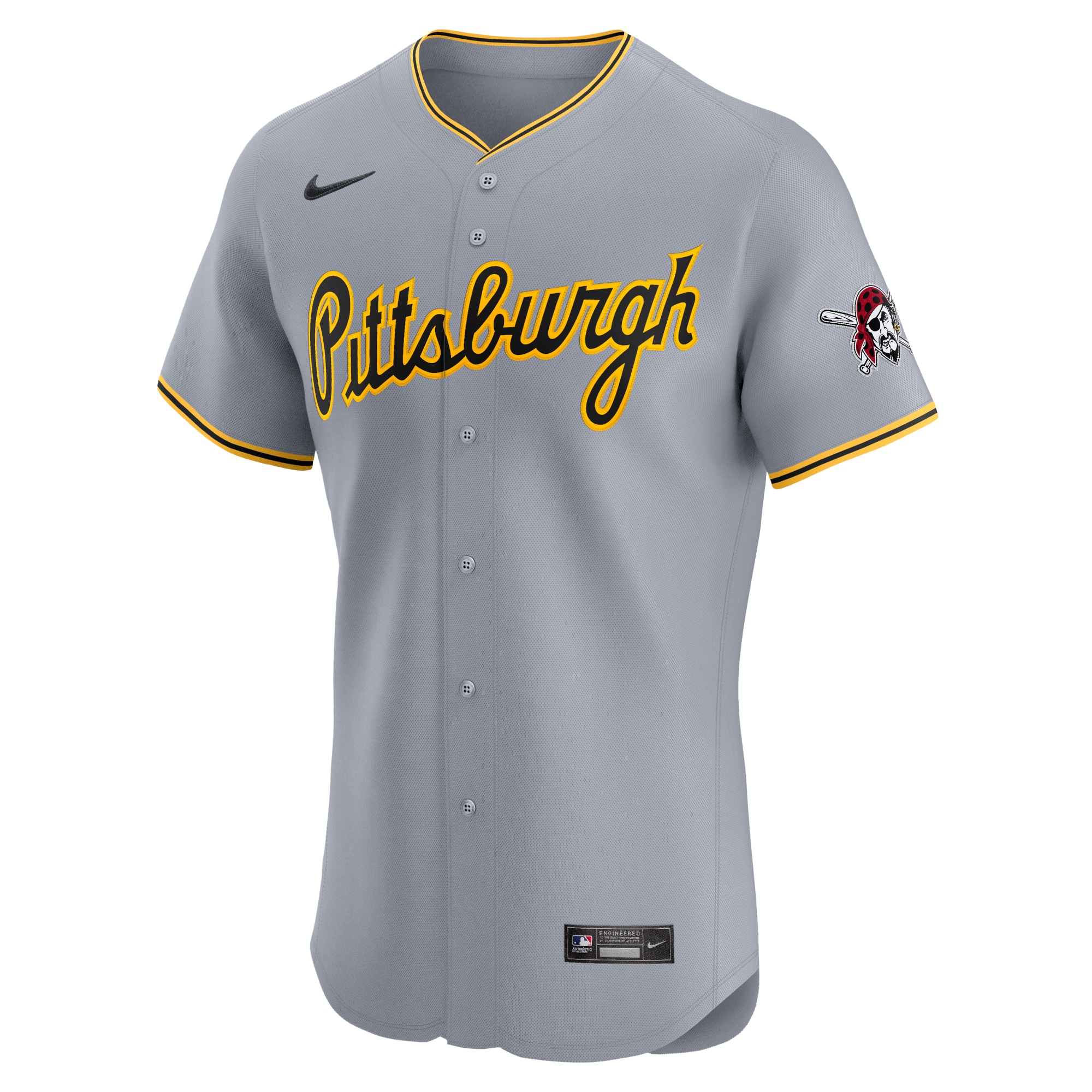 Pittsburgh Pirates Nike Road Vapor Premier Elite Patch Jersey – Gray