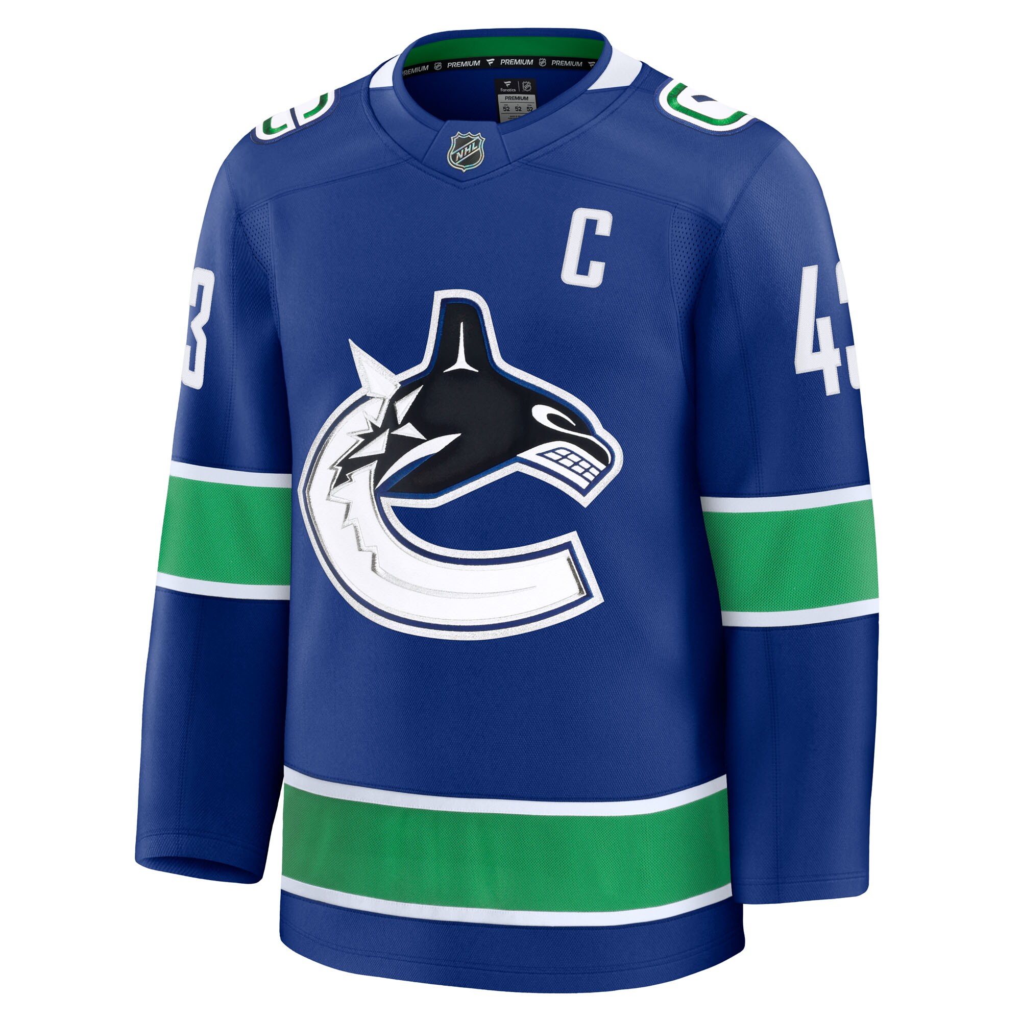 Quinn Hughes Vancouver Canucks Fanatics Home Premium Jersey – Blue Clowdercats