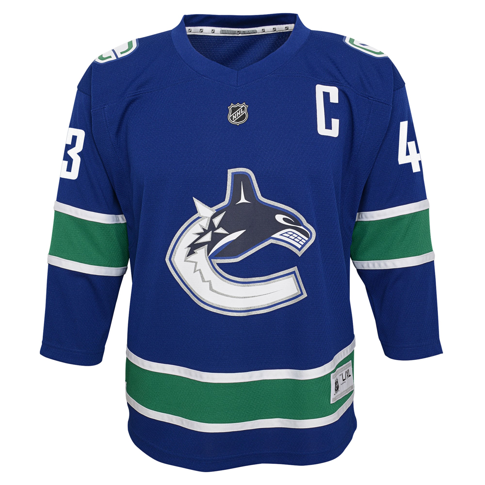 Quinn Hughes Vancouver Canucks Youth Alternate Replica Player Jersey – Blue Clowdercats