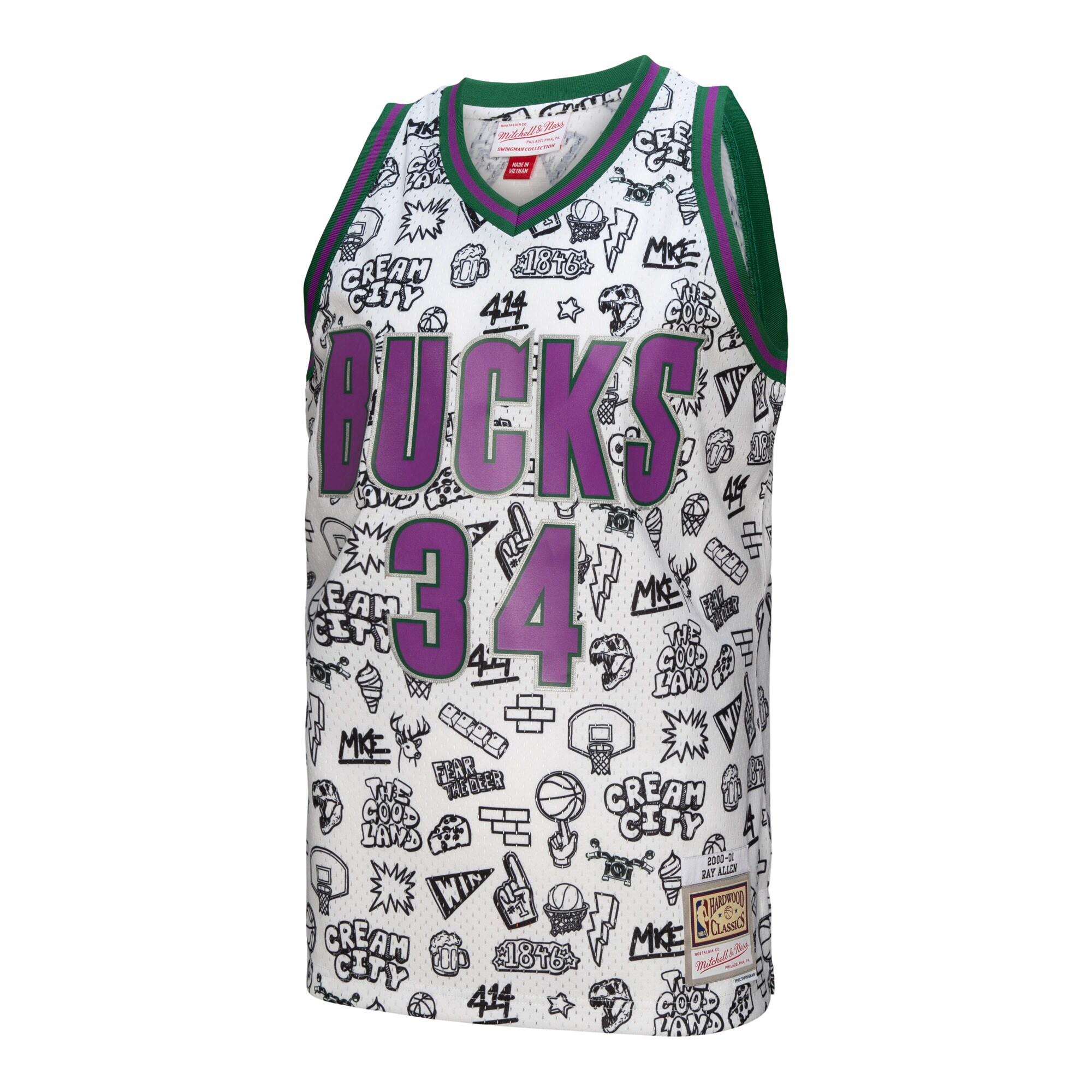 Ray Allen Milwaukee Bucks Mitchell & Ness 2000/01 Swingman Jersey – White Clowdercats
