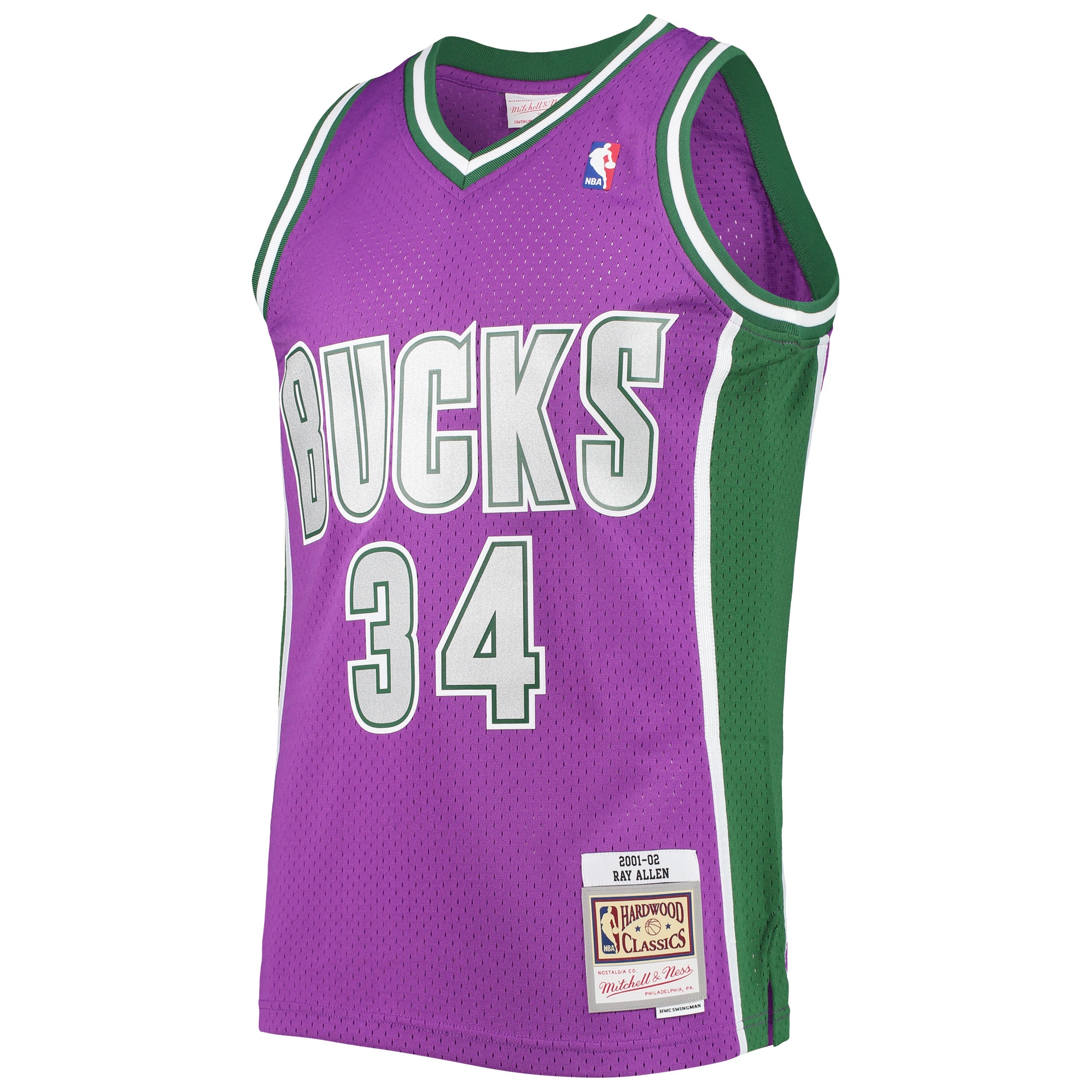 Ray Allen Milwaukee Bucks Mitchell & Ness 2001/02 Hardwood Classics Swingman Jersey – Purple Clowdercats