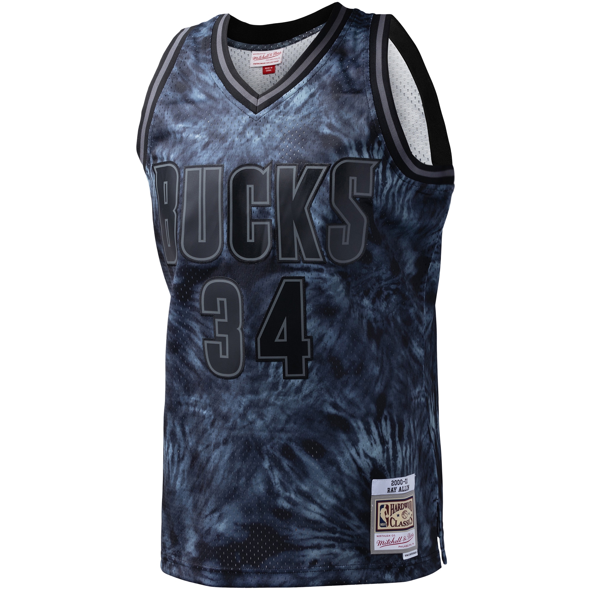 Ray Allen Milwaukee Bucks Mitchell & Ness Hardwood Classics 1996/97 Tie-Dye Swingman Jersey – Black Clowdercats