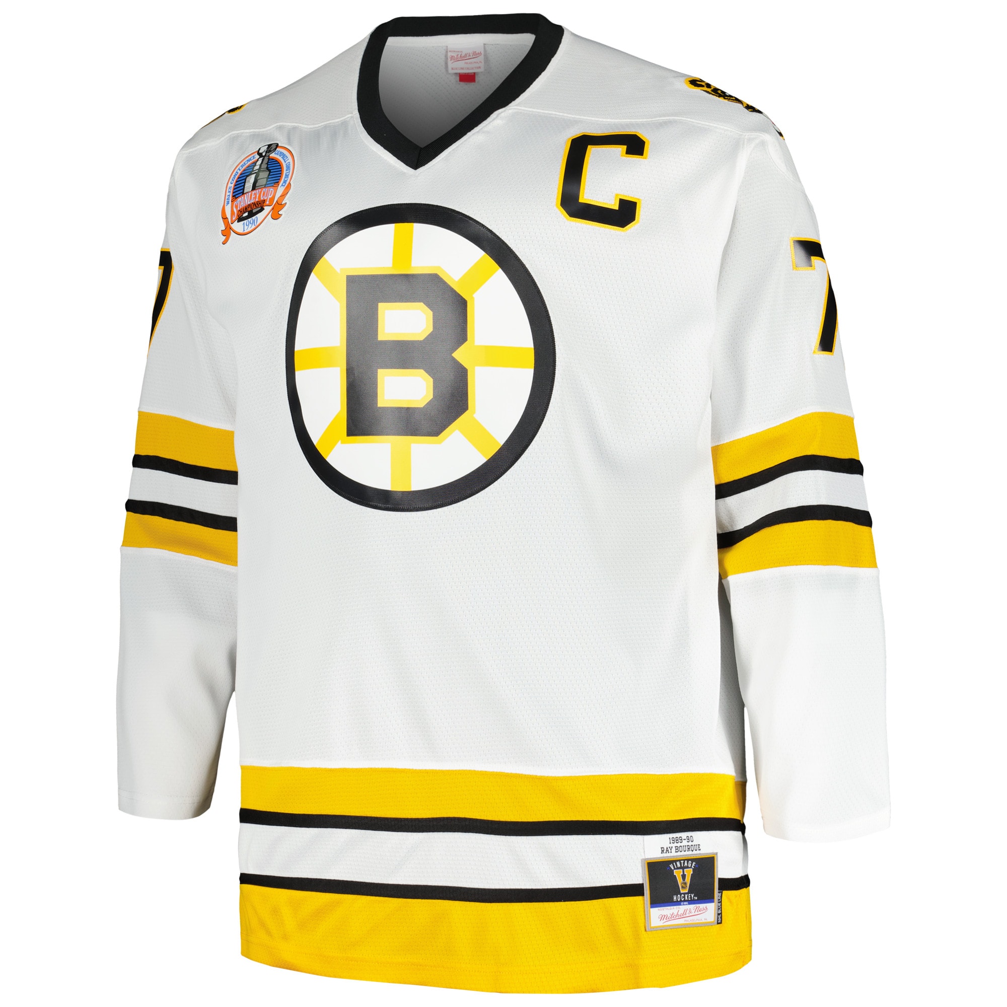 Ray Bourque Boston Bruins Mitchell & Ness Big & Tall Captain Patch Blue Line Player Jersey – White Clowdercats