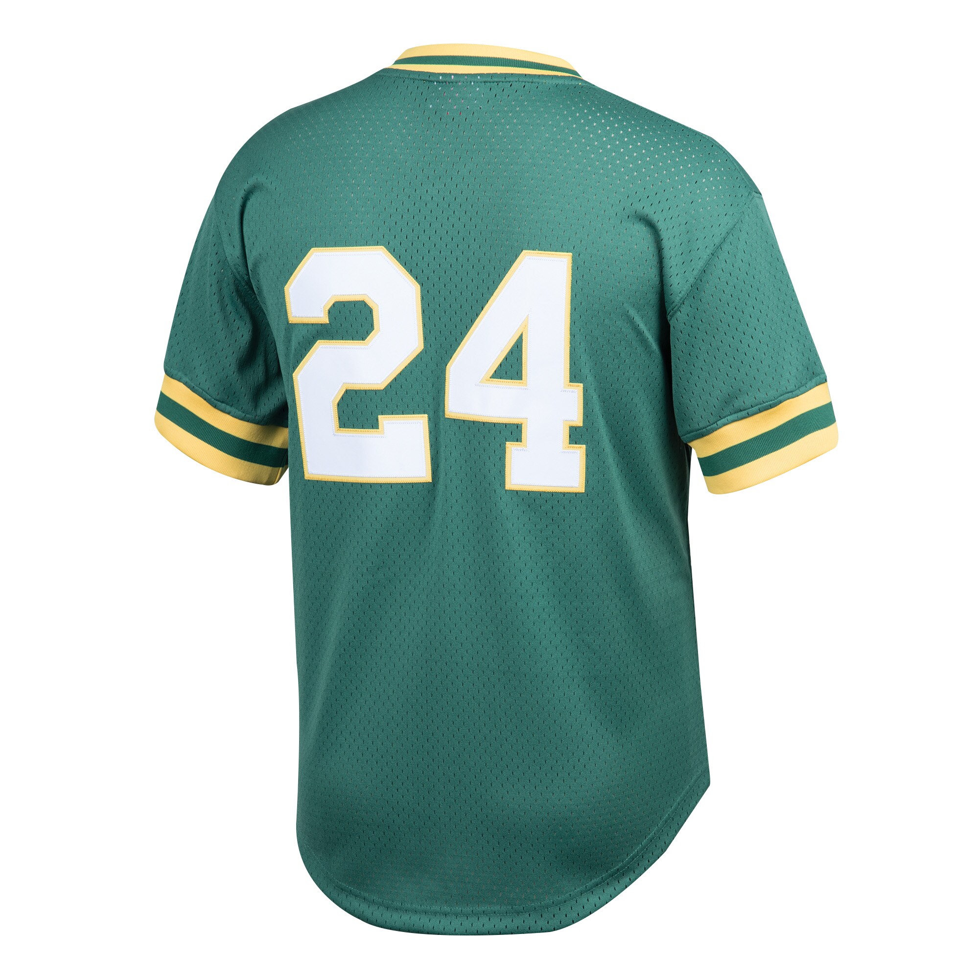 Rickey Henderson Athletics Mitchell & Ness Youth Cooperstown Collection Mesh Batting Practice Jersey – Green