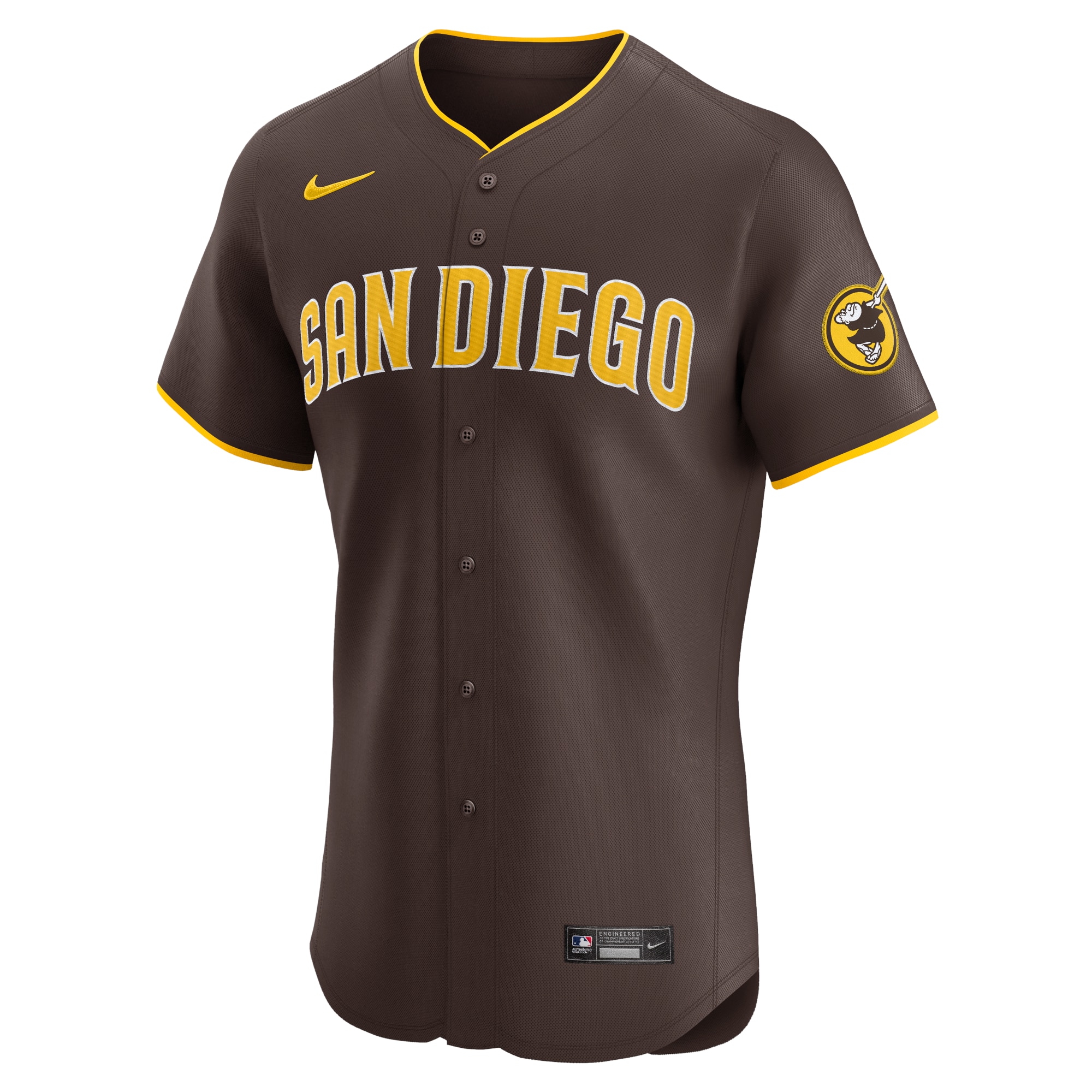 San Diego Padres Nike Road Vapor Premier Elite Patch Jersey – Brown