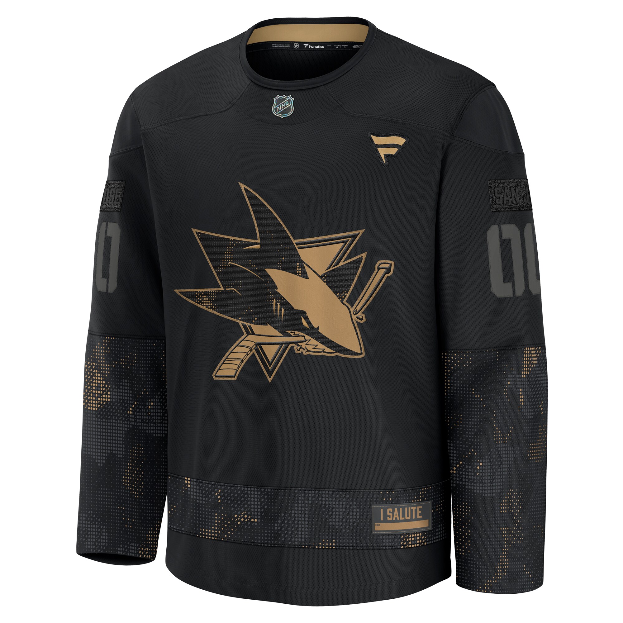 San Jose Sharks Fanatics 2024 Military Appreciation Custom Practice Jersey – Black Clowdercats