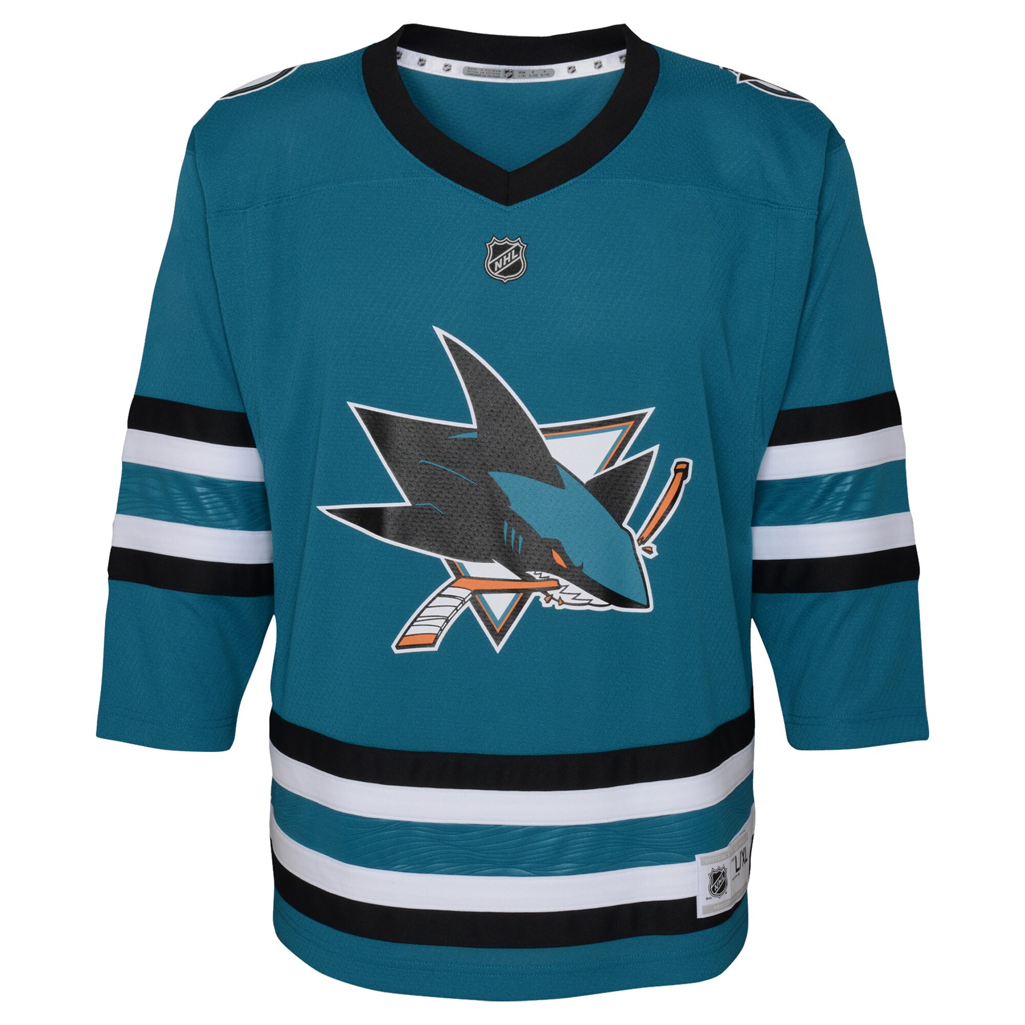San Jose Sharks Youth Home Replica Custom Jersey – Teal Clowdercats
