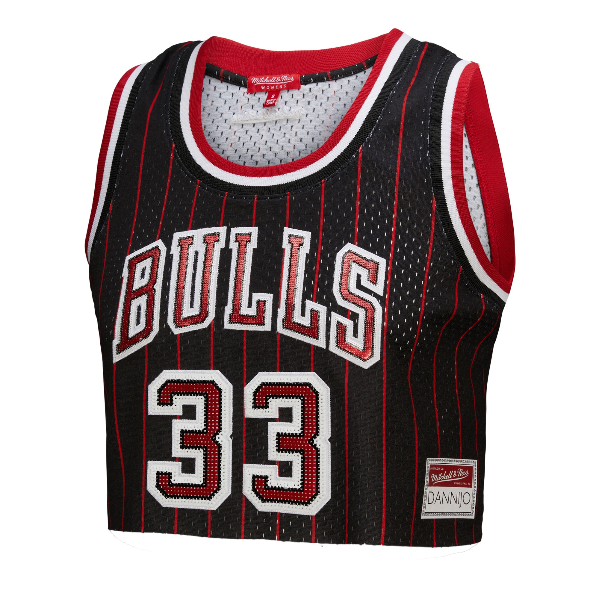 Scottie Pippen Chicago Bulls Mitchell & Ness x DANNIJO Women’s Fashion Cropped Basketball Jersey – Black Clowdercats