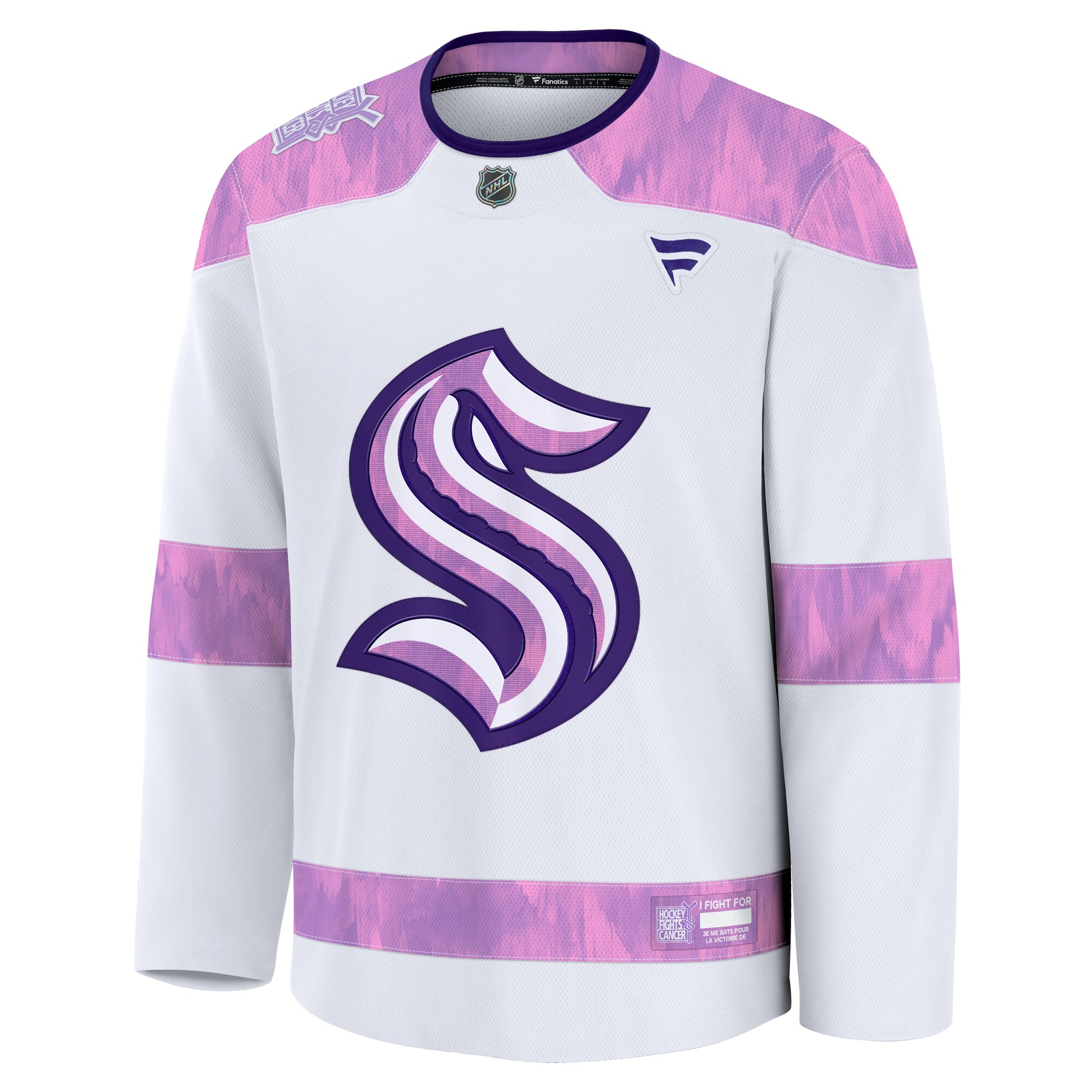 Seattle Kraken Fanatics 2024 Hockey Fights Cancer Practice Jersey – White Clowdercats