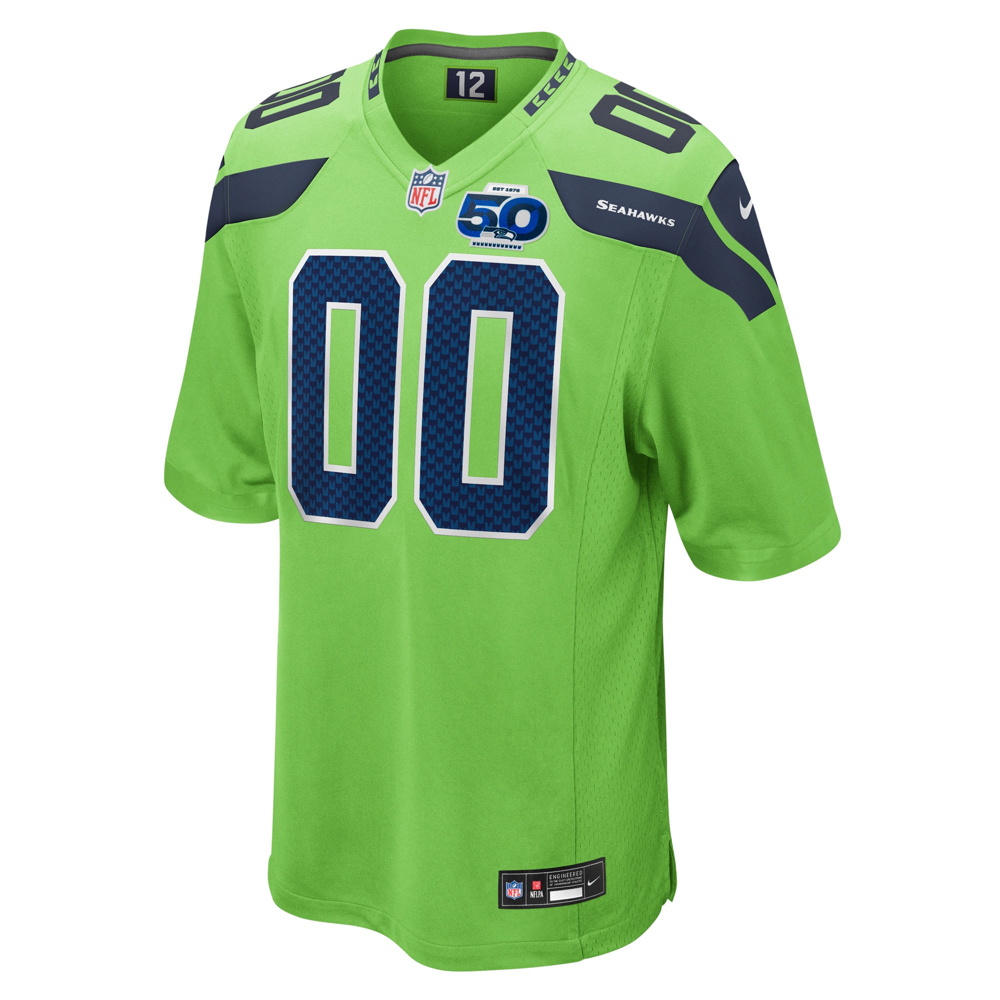 Seattle Seahawks Nike 50th Season Alternate Custom Game Jersey – Neon Green Clowdercats