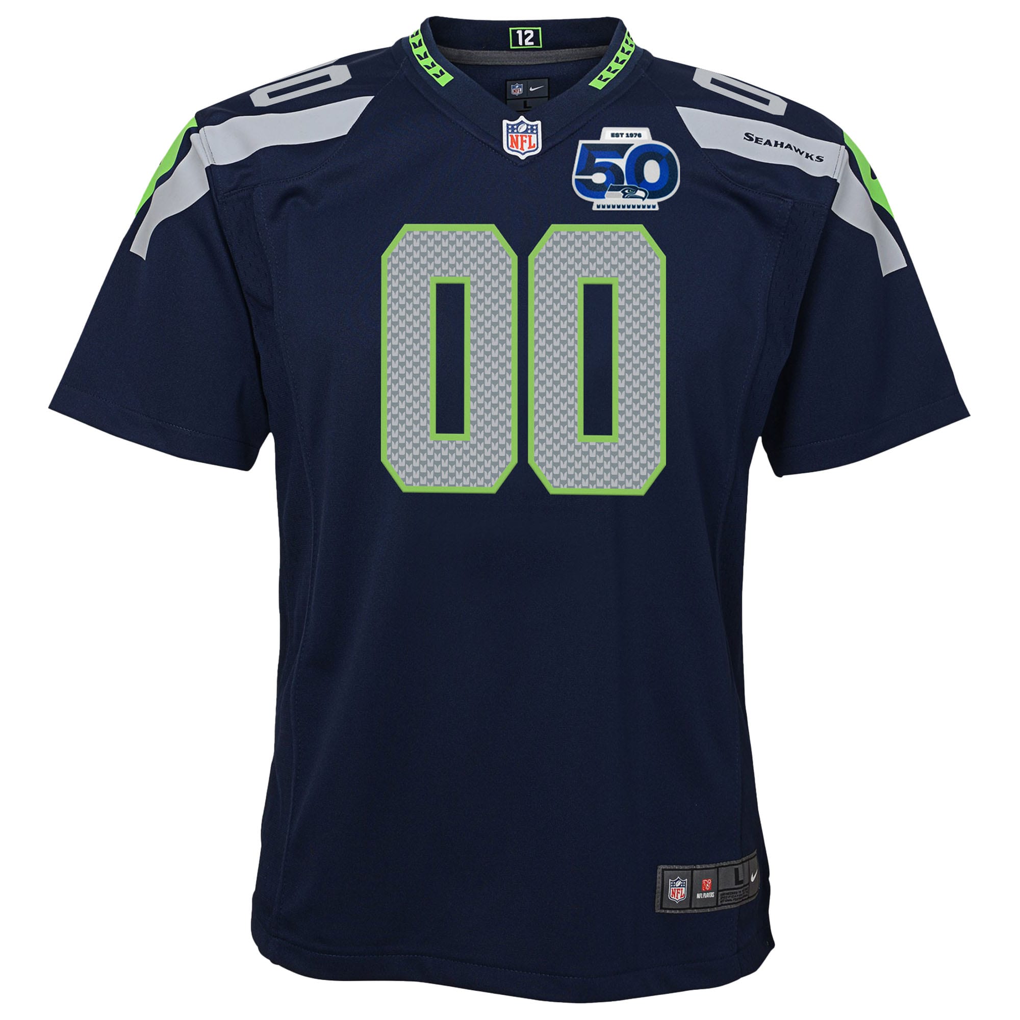 Seattle Seahawks Nike Youth 50th Season Team Custom Game Jersey – College Navy Clowdercats