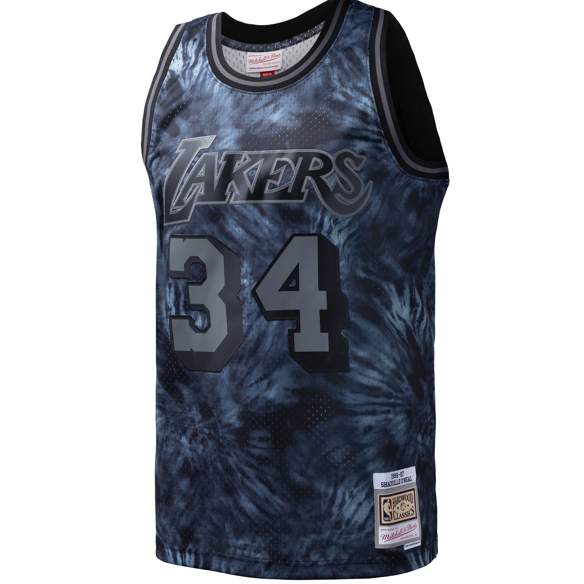 Shaquille O’Neal Los Angeles Lakers Mitchell & Ness Hardwood Classics 1996/97 Tie-Dye Swingman Jersey – Black Clowdercats