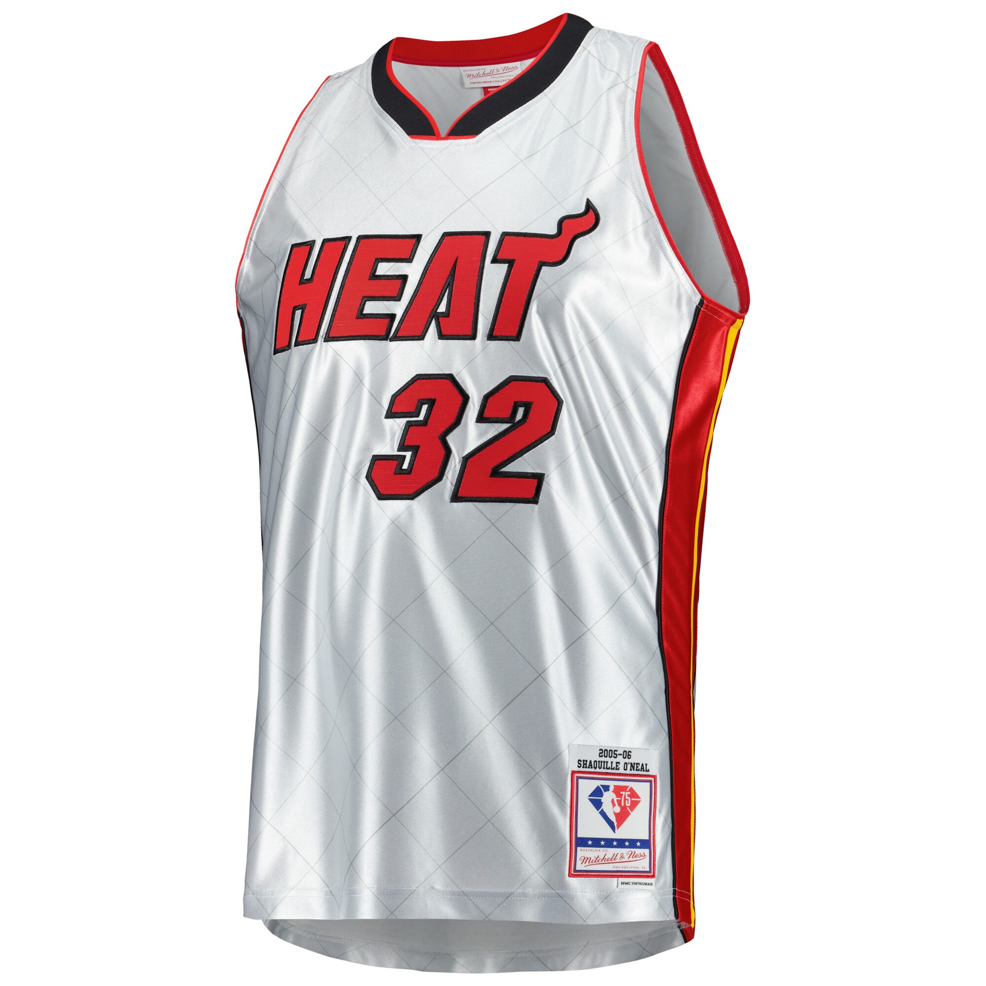 Shaquille O’Neal Miami Heat Mitchell & Ness 2005/06 Hardwood Classics 75th Anniversary Swingman Jersey – Platinum Clowdercats