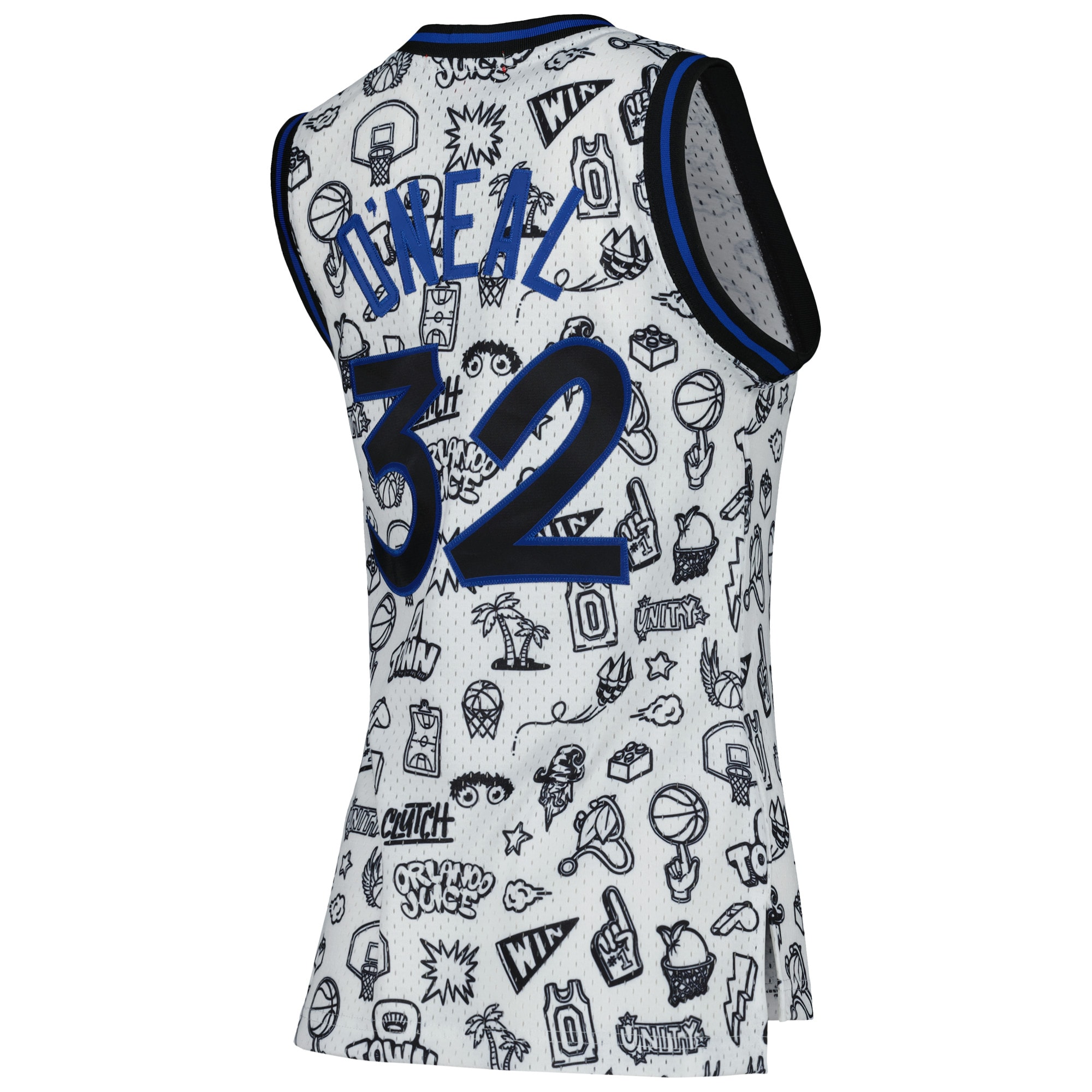 Shaquille O’Neal Orlando Magic Mitchell & Ness Women’s 1994 Doodle Swingman Jersey – White Clowdercats