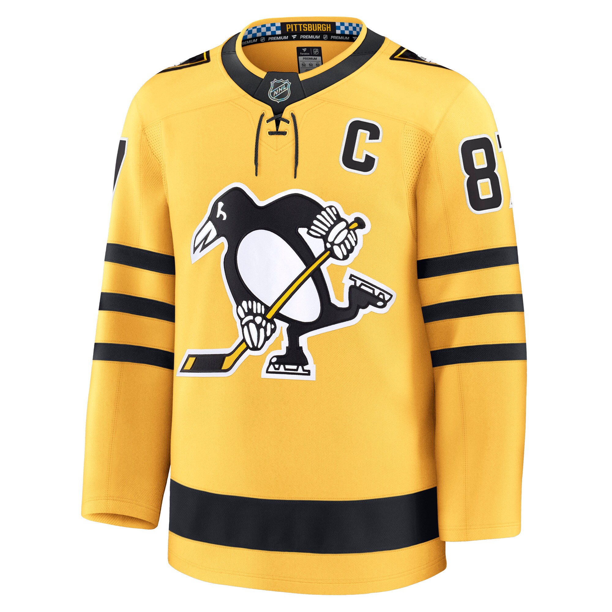 Sidney Crosby Pittsburgh Penguins Fanatics Alternate Premium Player Jersey – Gold Clowdercats