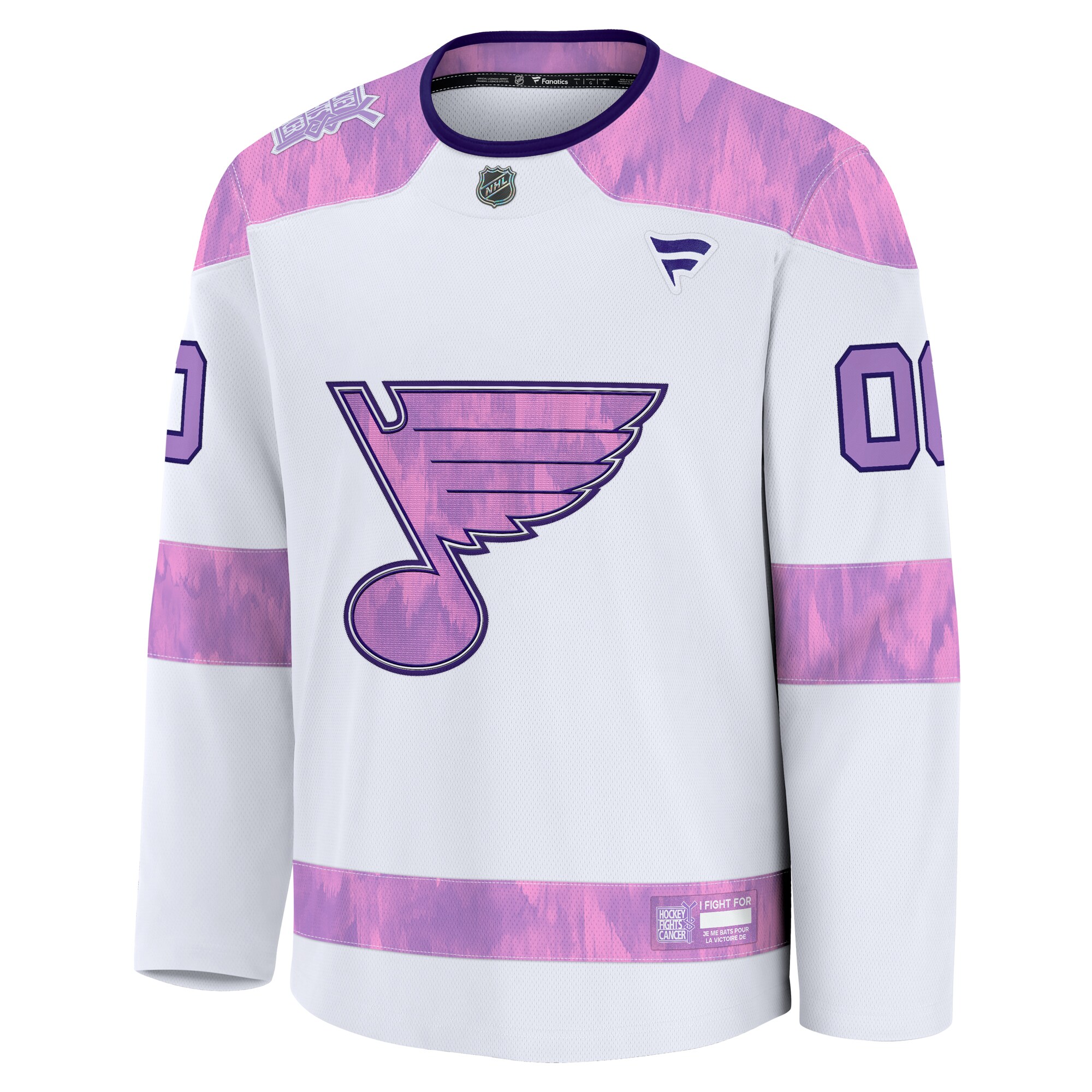 St. Louis Blues Fanatics 2024 Hockey Fights Cancer Custom Practice Jersey – White Clowdercats