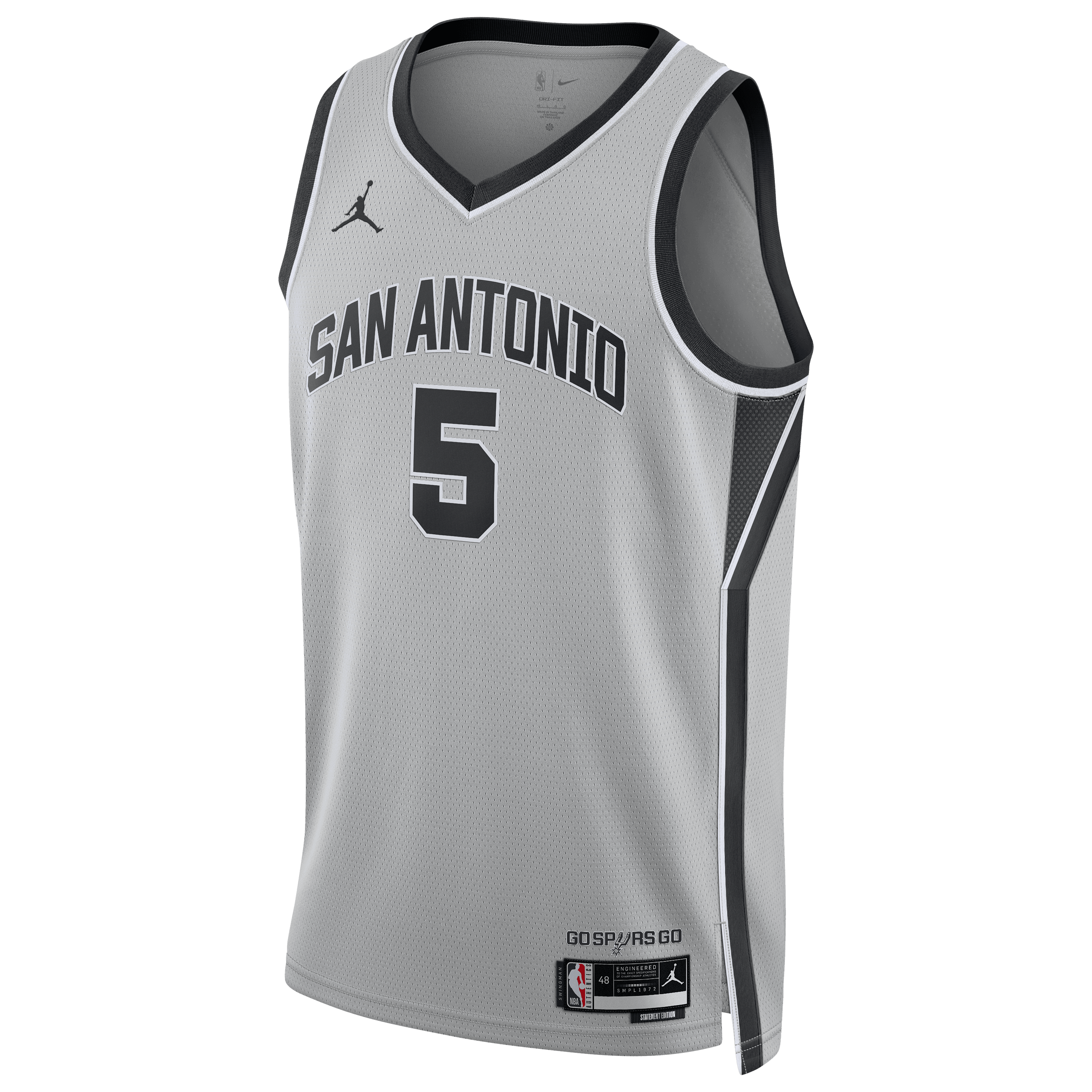 Stephon Castle San Antonio Spurs Jordan Brand Unisex Swingman Jersey – Statement Edition – Silver Clowdercats