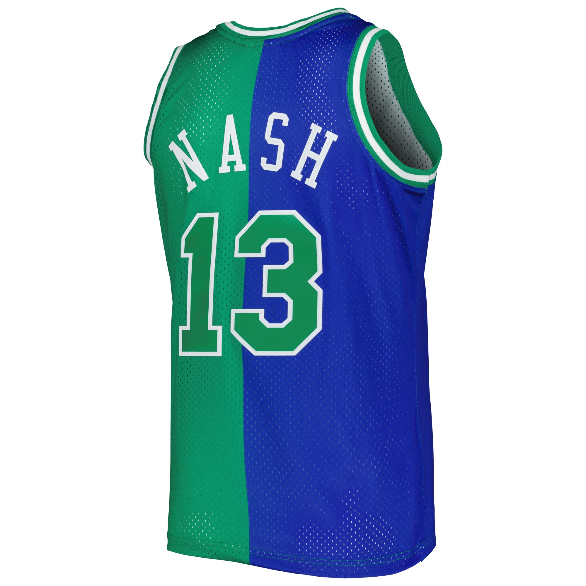Steve Nash Dallas Mavericks Mitchell & Ness Hardwood Classics 1998/99 Split Swingman Jersey – Blue/Green Clowdercats