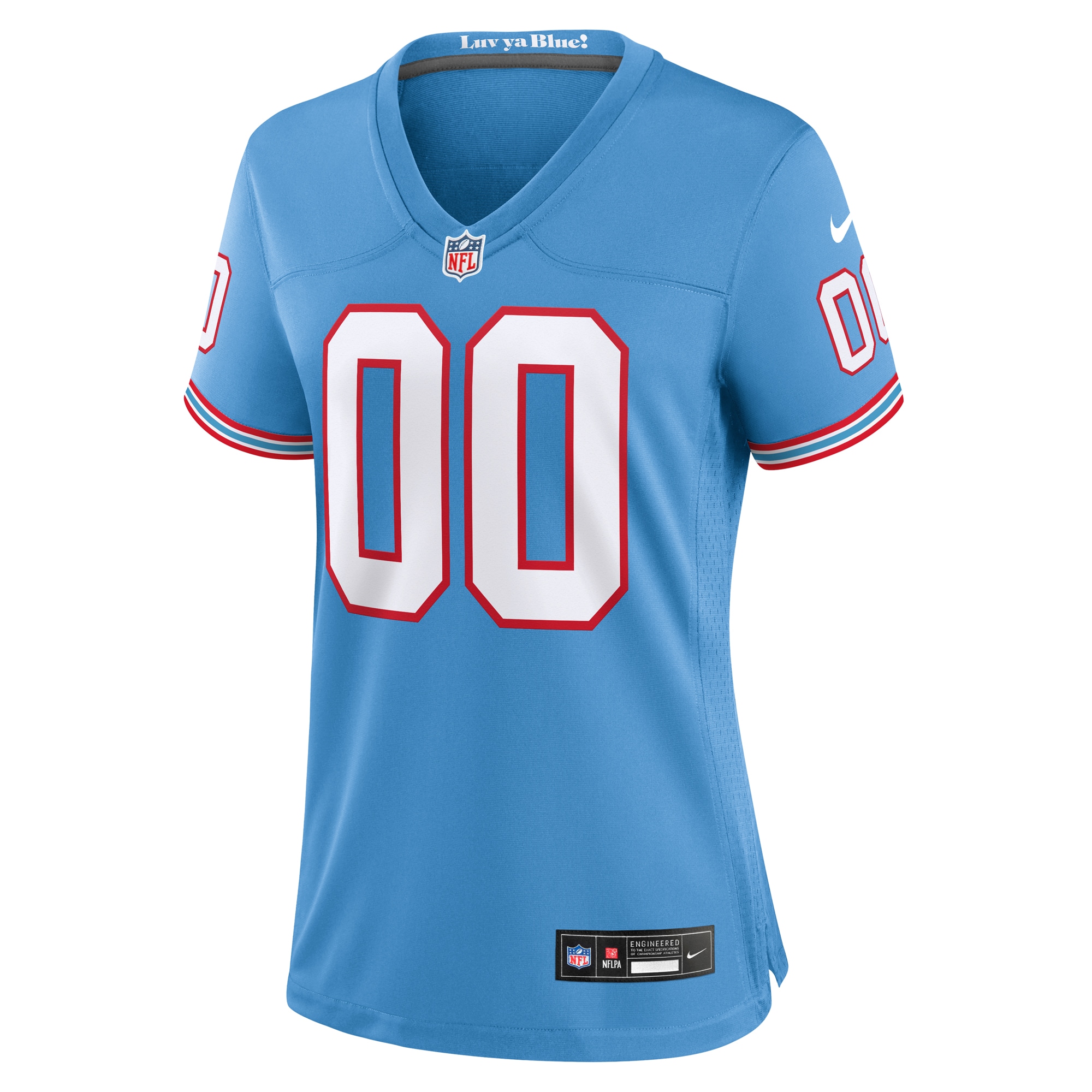 Tennessee Titans Nike Women’s Oilers Throwback Custom Game Jersey – Light Blue Clowdercats