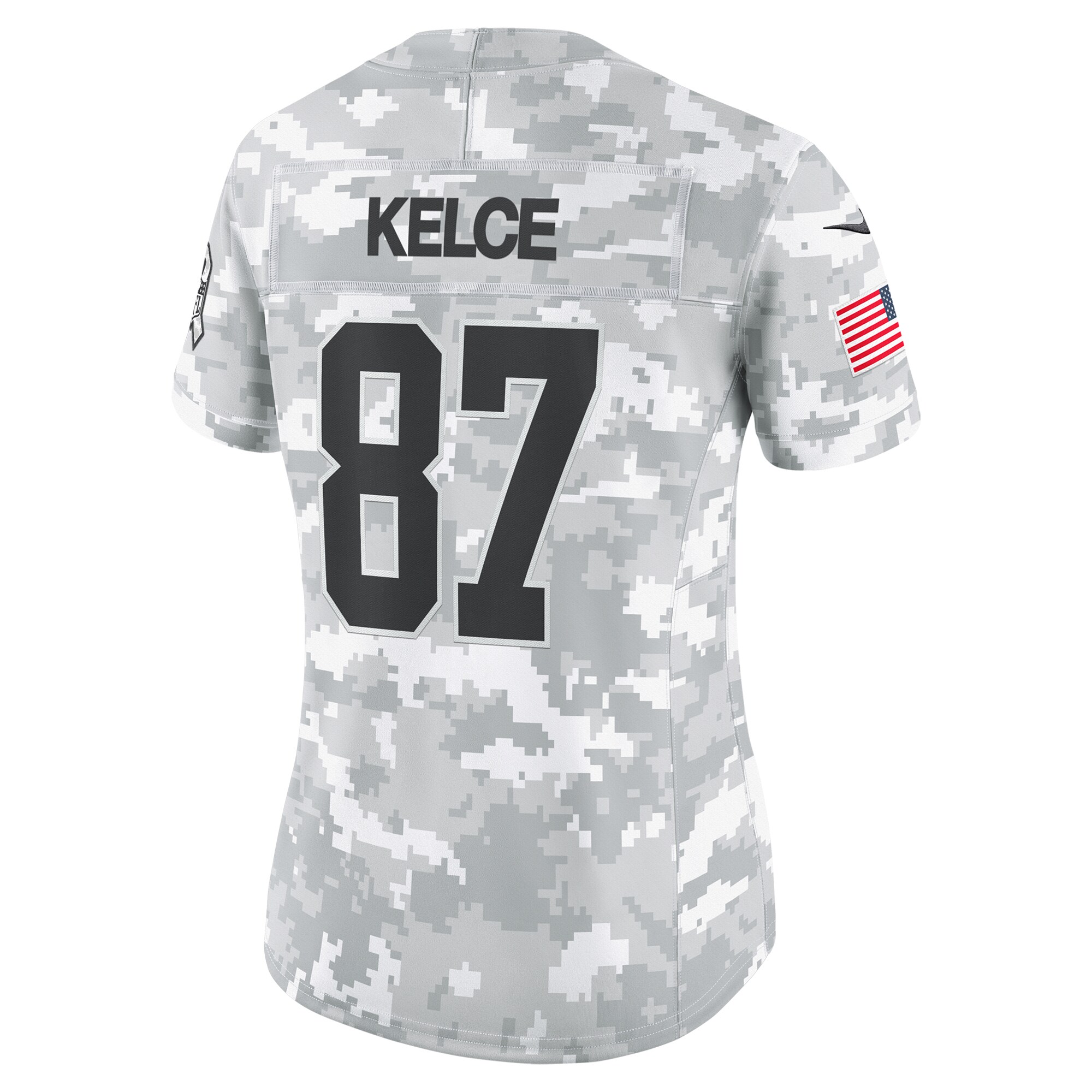 Travis Kelce Kansas City Chiefs Nike Women’s 2024 Salute to Service Limited Jersey – Arctic Camo Clowdercats