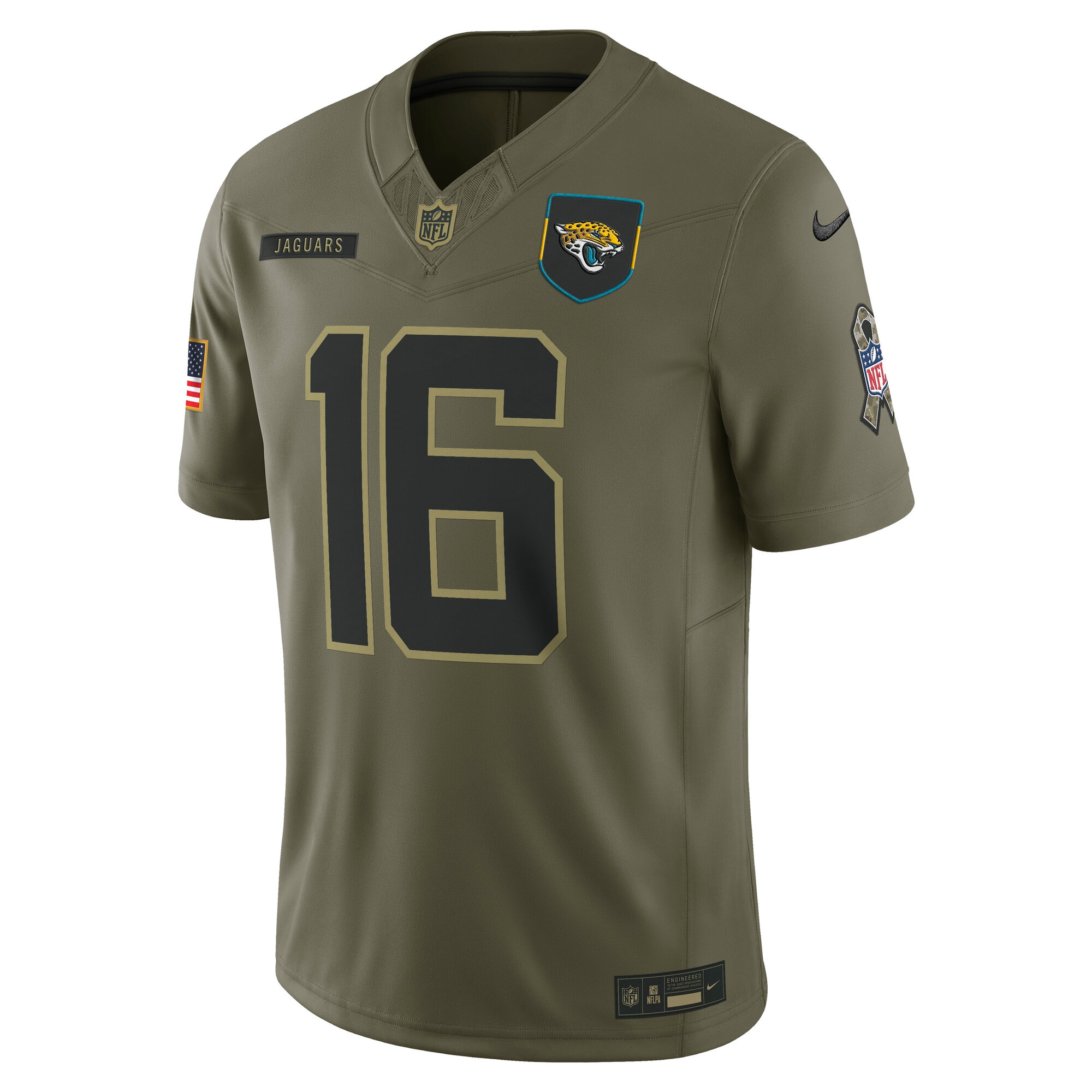 Trevor Lawrence Jacksonville Jaguars Nike 2025 Salute to Service Limited Jersey – Olive Clowdercats