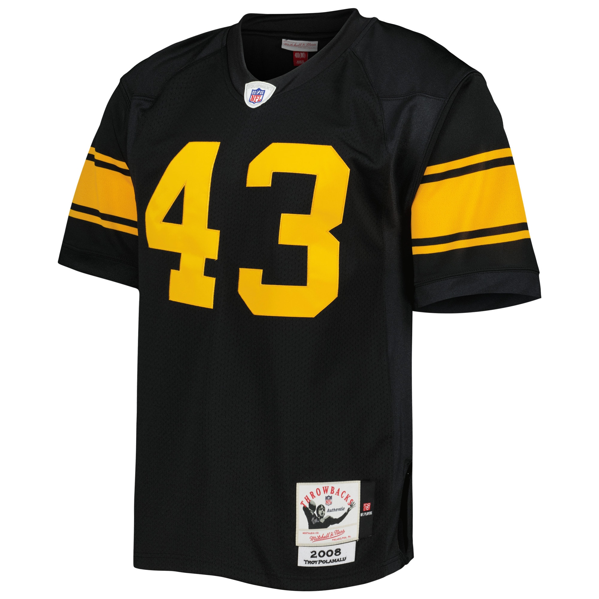 Troy Polamalu Pittsburgh Steelers 2008 Mitchell & Ness Authentic Throwback Retired Player Jersey – Black Clowdercats