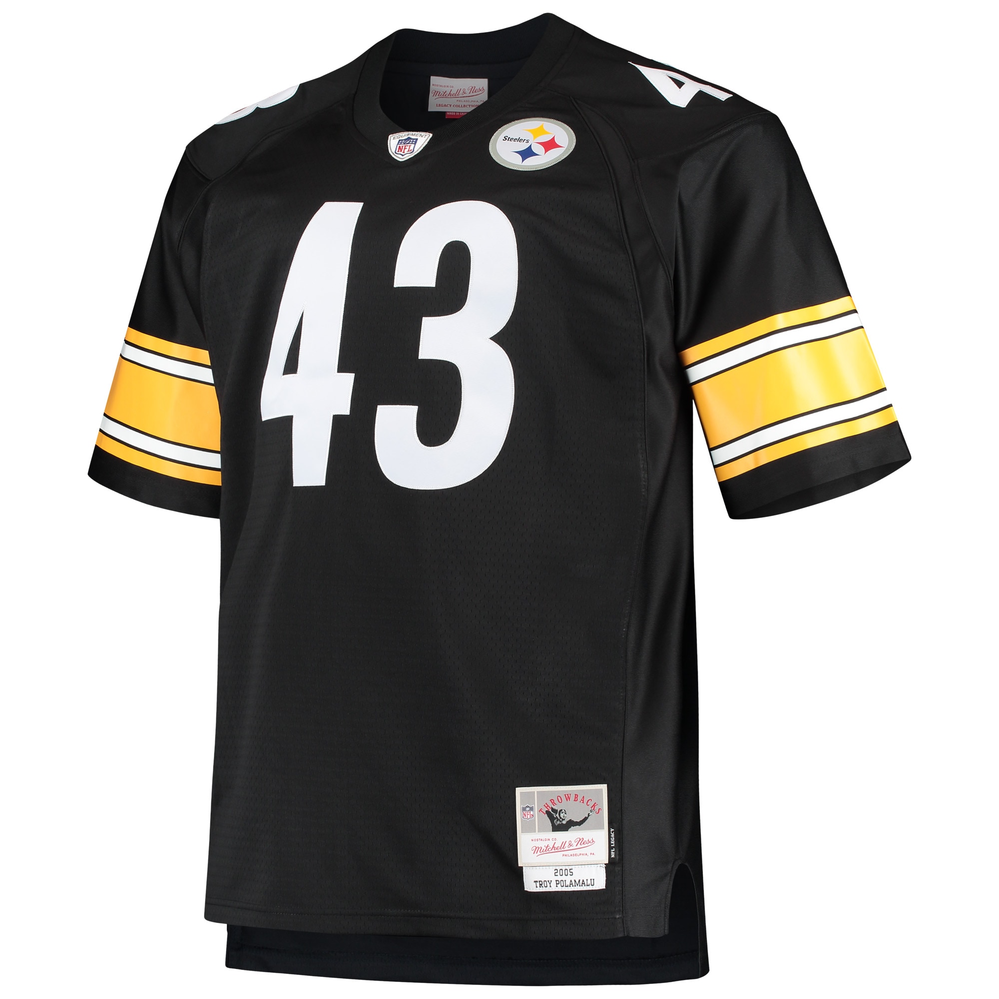 Troy Polamalu Pittsburgh Steelers Mitchell & Ness Big & Tall 2005 Retired Player Replica Jersey – Black Clowdercats