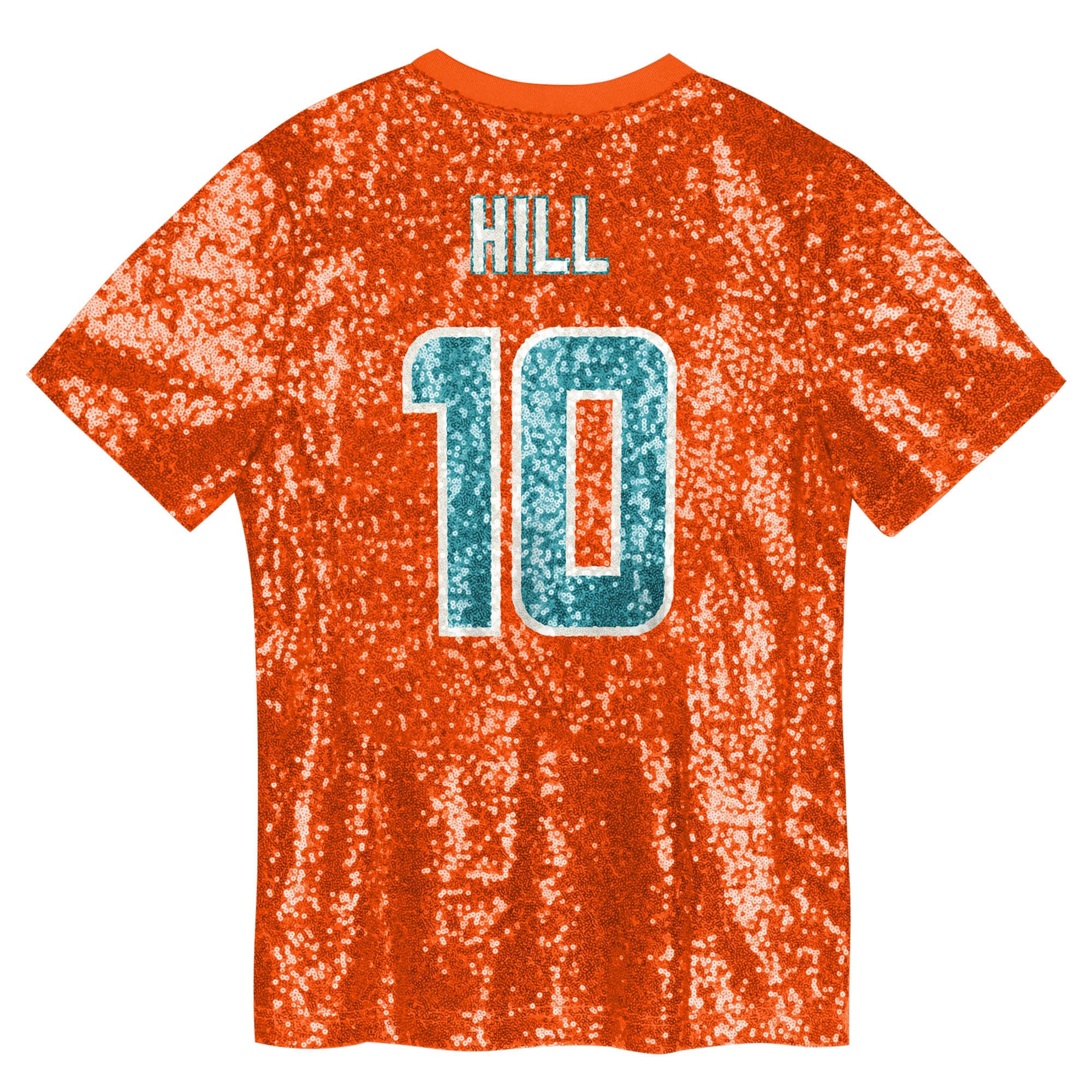 Tyreek Hill Miami Dolphins Girls Youth Sequin V-Neck Fashion Jersey – Orange Clowdercats