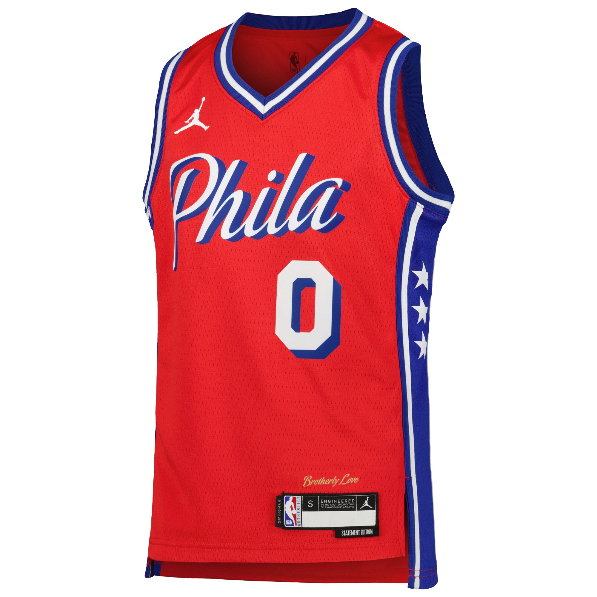 Tyrese Maxey Philadelphia 76ers Jordan Brand Youth Swingman Jersey – Statement Edition – Red Clowdercats